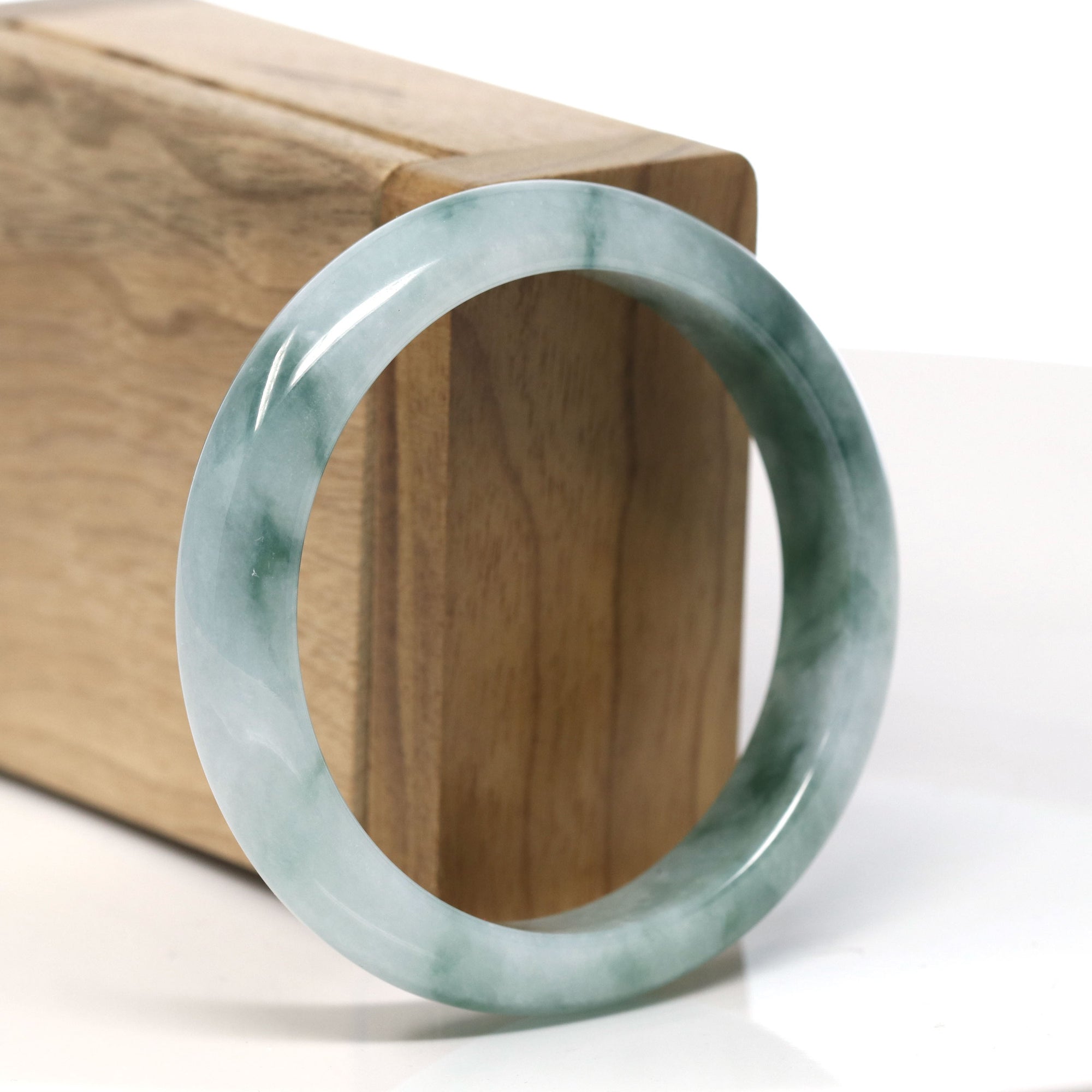 Burmese High-end Ice blue green Jadeite Jade Bangle Bracelet (55.6 mm) T754