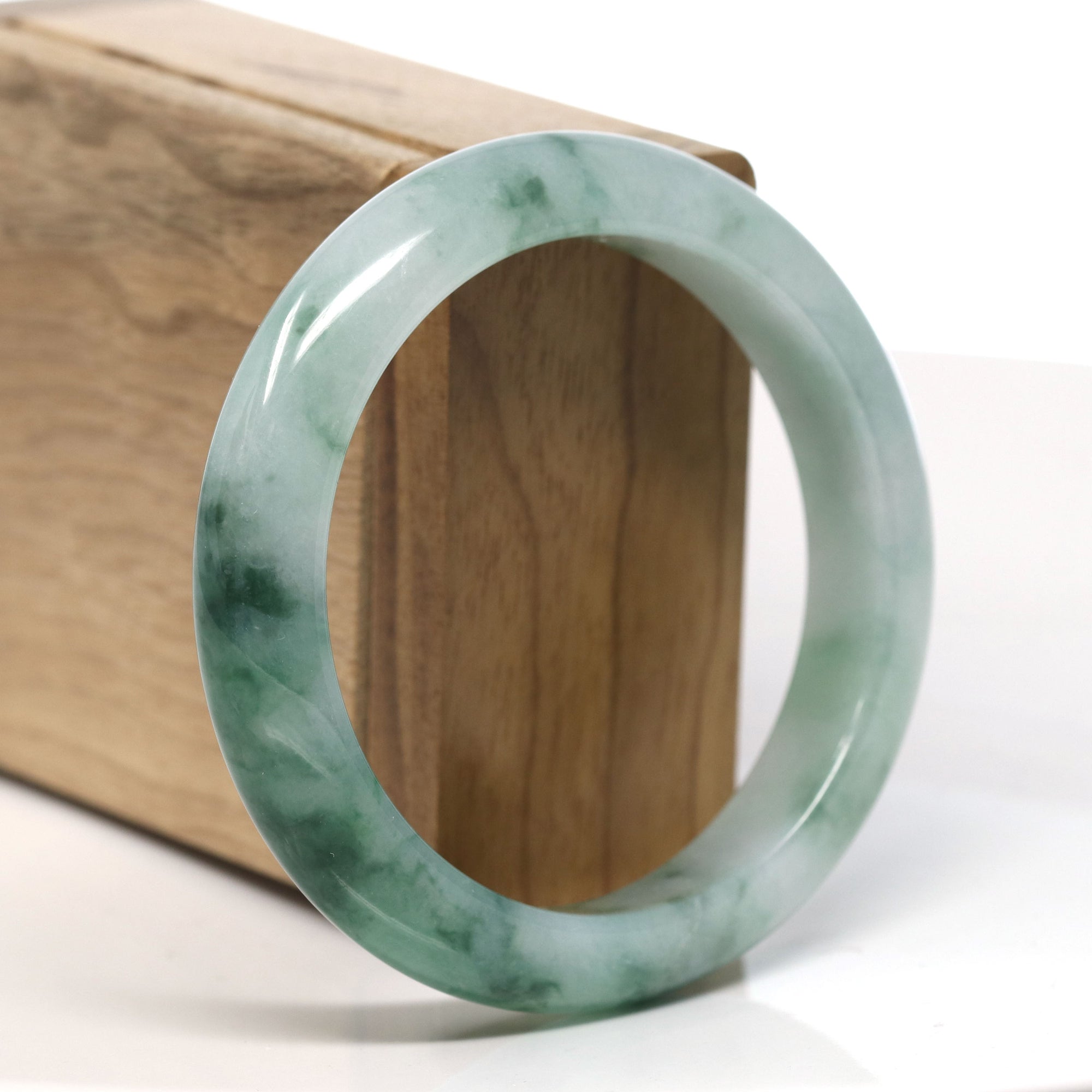 Burmese High-end Ice blue green Jadeite Jade Bangle Bracelet (57mm) T745