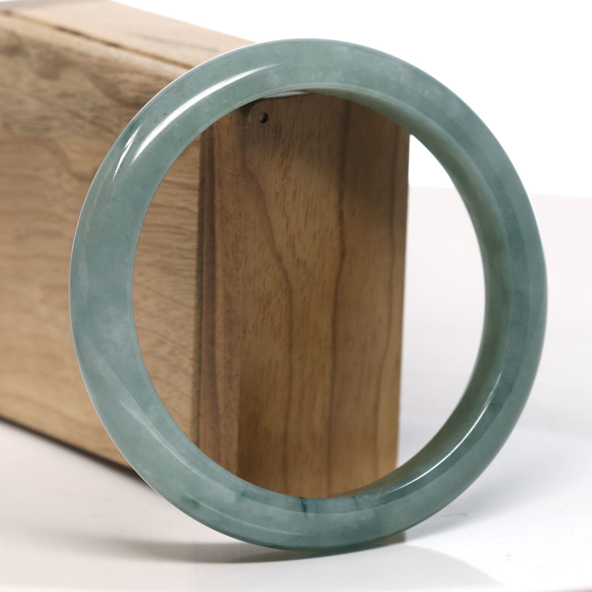 Baikalla Natural Oil-Green Jadeite Jade Bangle Bracelet (63.5mm) 