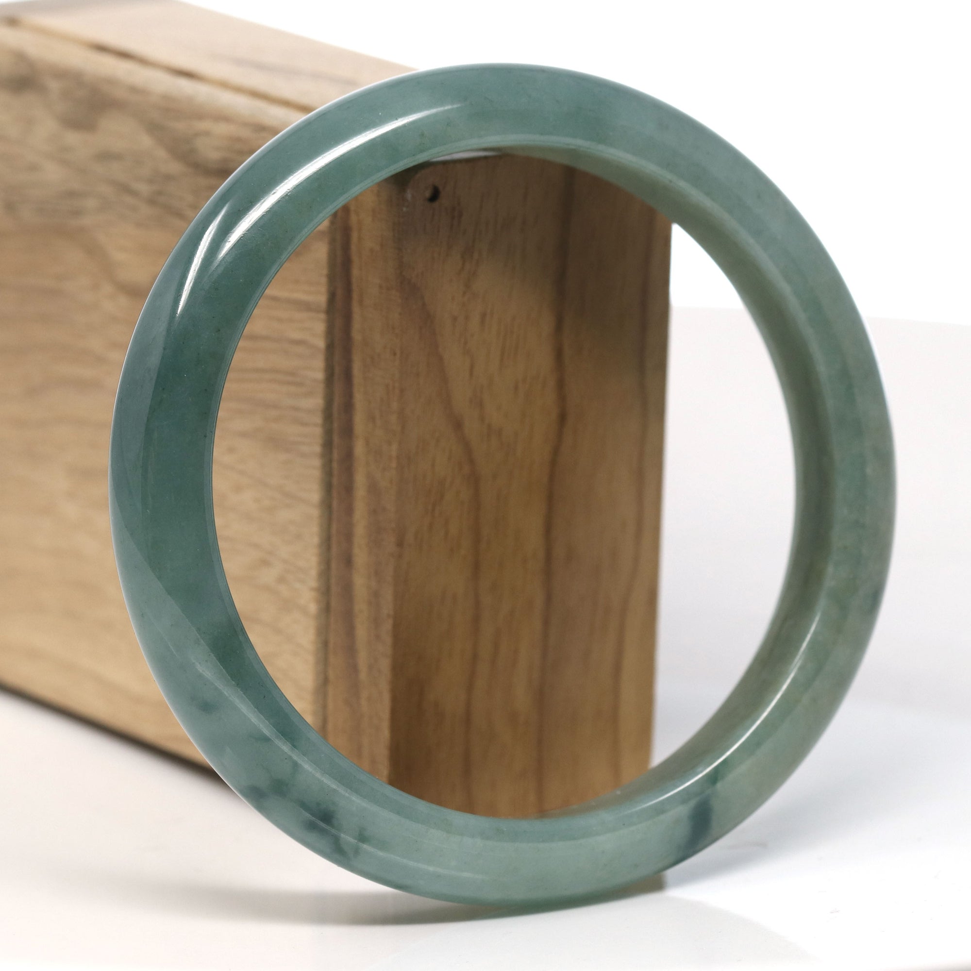 Baikalla Natural Oil-Green Jadeite Jade Bangle Bracelet (63.5mm) 