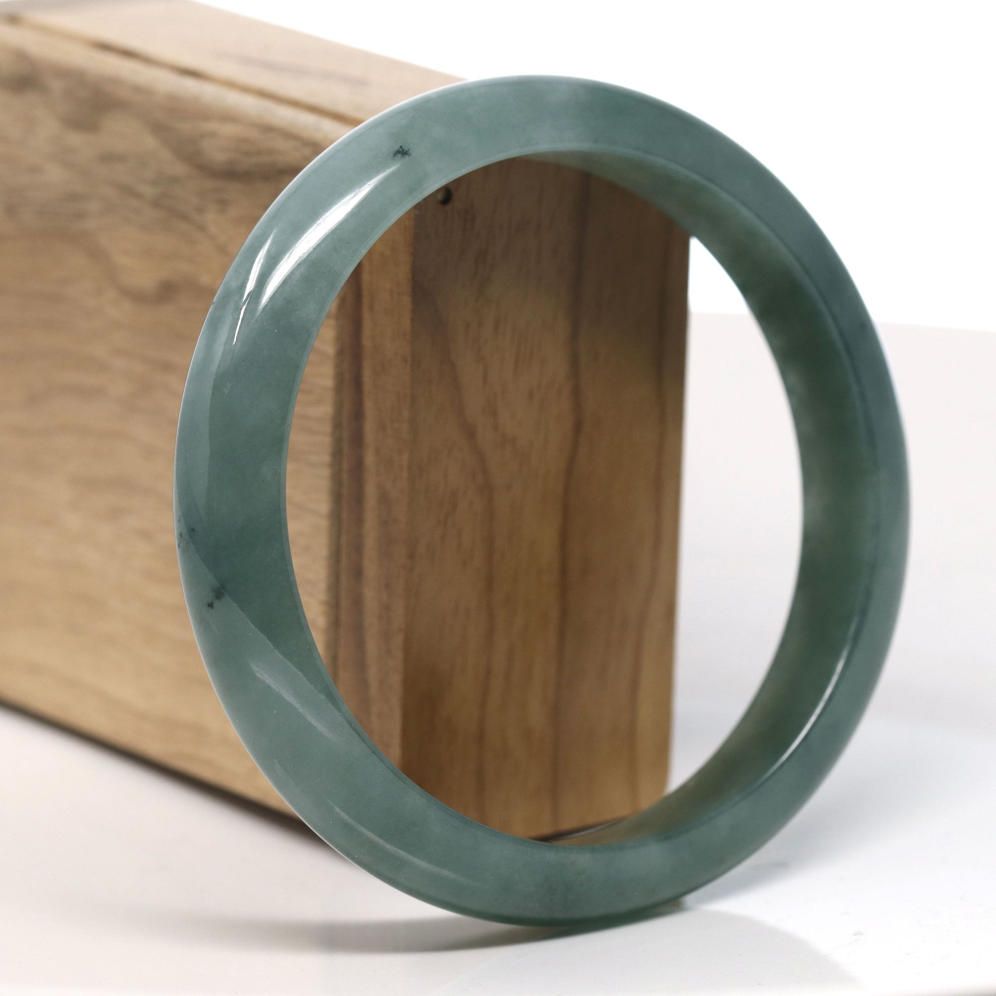 Baikalla Natural Oil-Green Jadeite Jade Bangle Bracelet (63.2mm) 