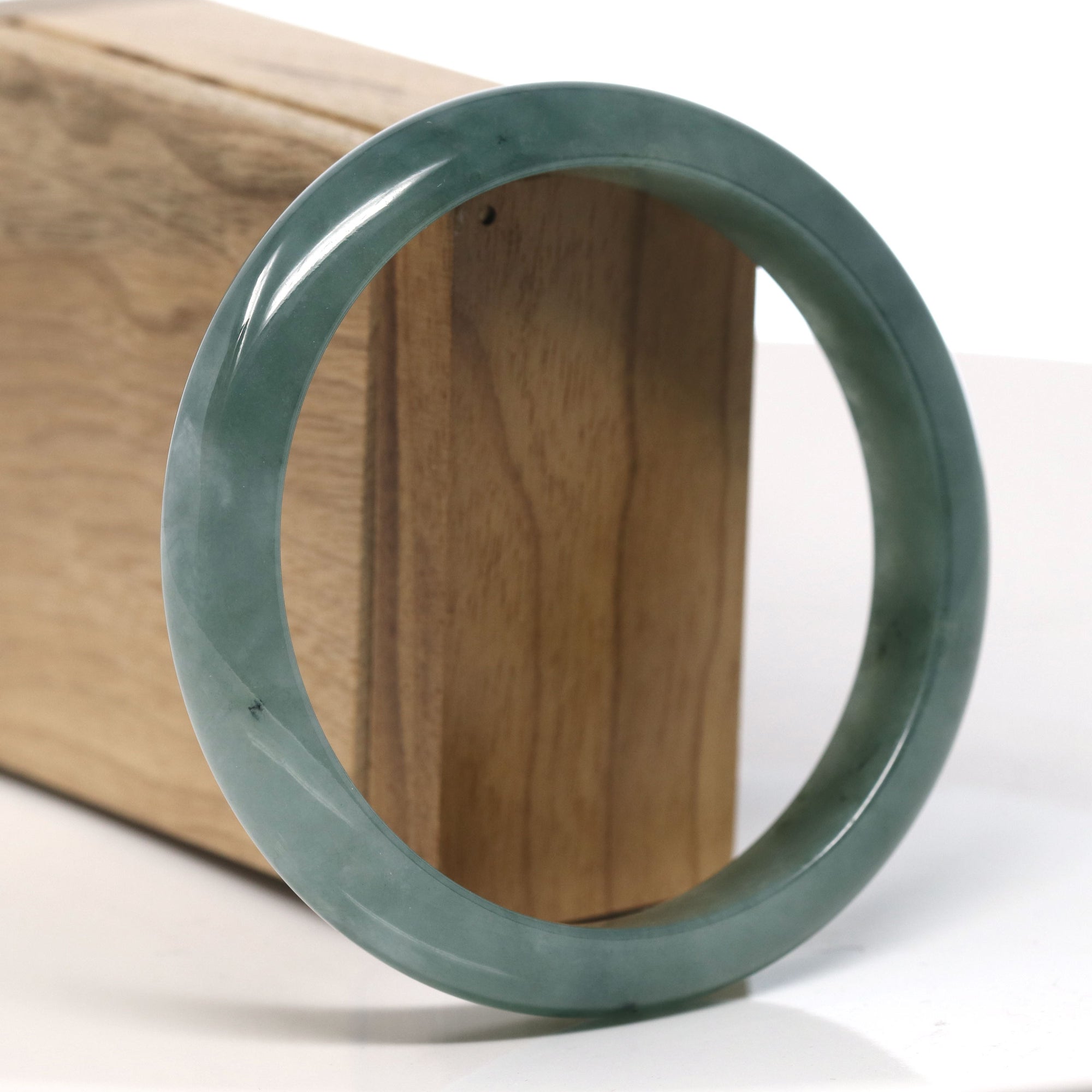 Baikalla Natural Oil-Green Jadeite Jade Bangle Bracelet (63.2mm) 