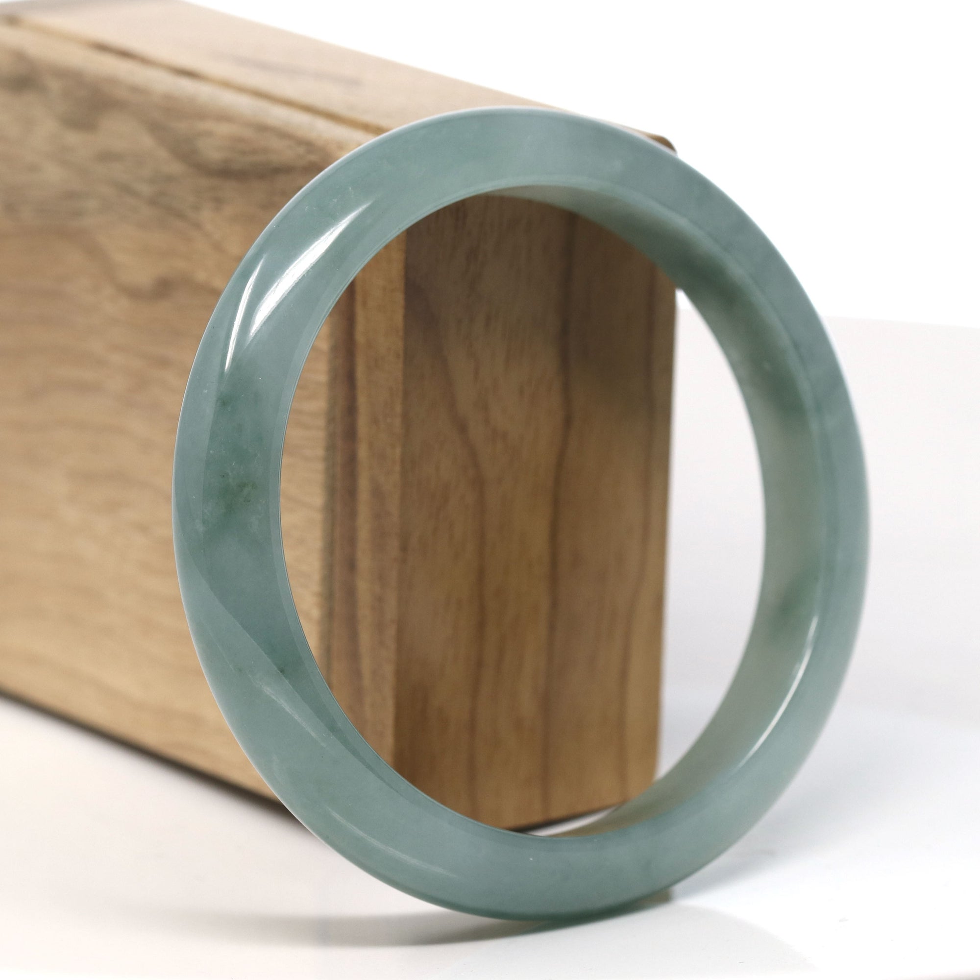 Baikalla Natural Oil-Green Jadeite Jade Bangle Bracelet (60.7mm) 