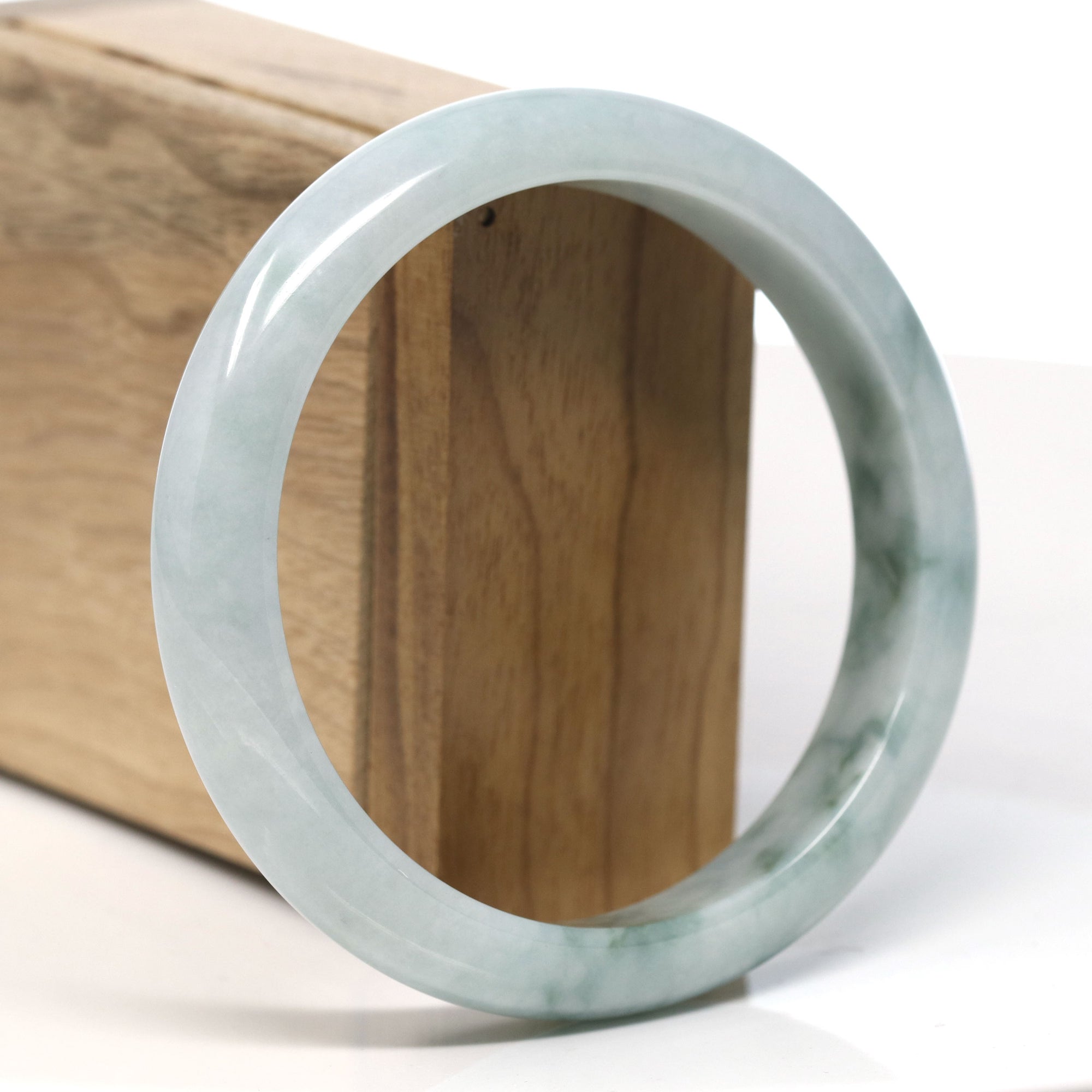 Baikalla™ &quot;Classic Bangle&quot; Genuine Jadeite Jade Lavender Green Bangle Bracelet (62.1 mm)