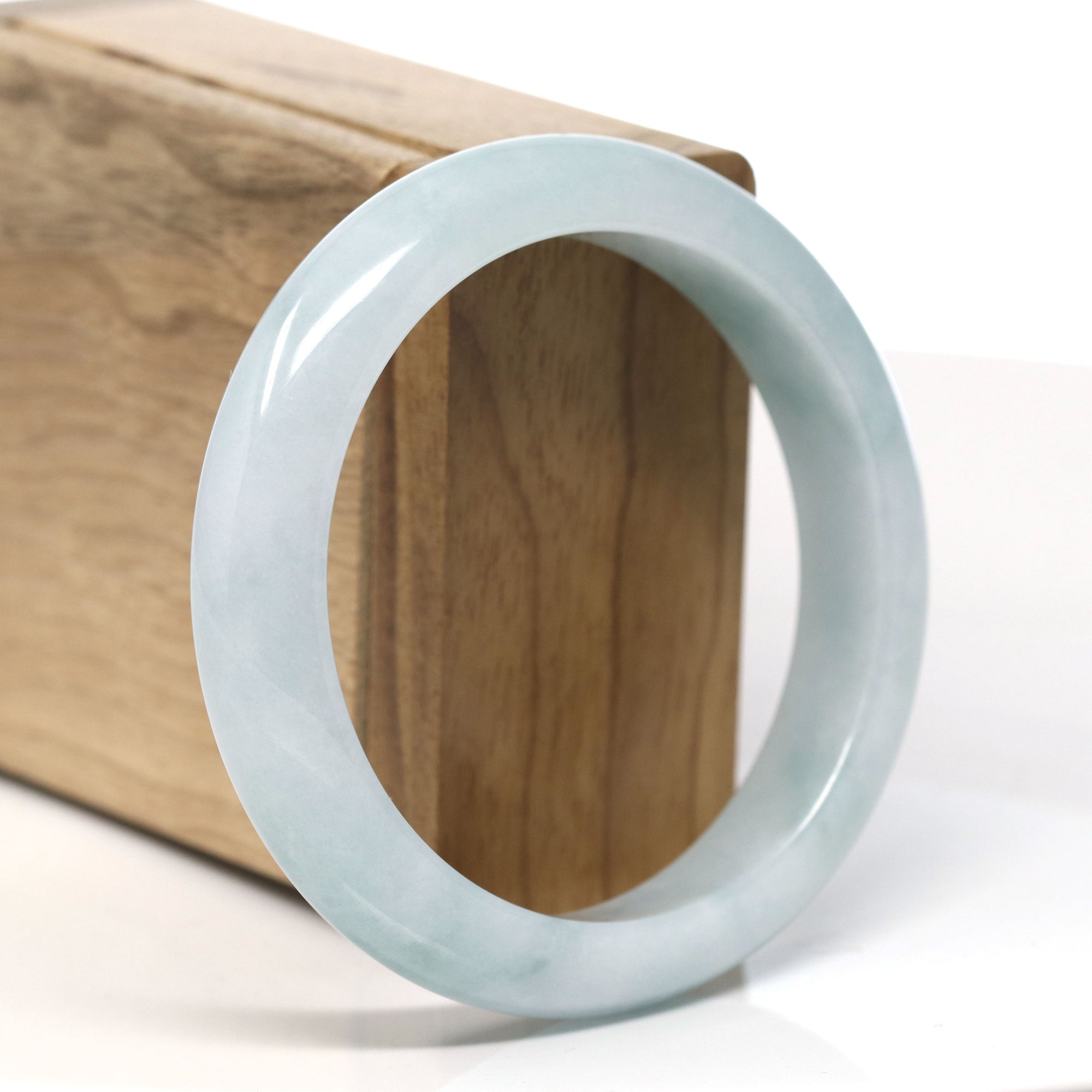 Baikalla™ &quot;Classic Bangle&quot; Genuine Jadeite Jade Lavender Green Bangle Bracelet (57.7 mm)