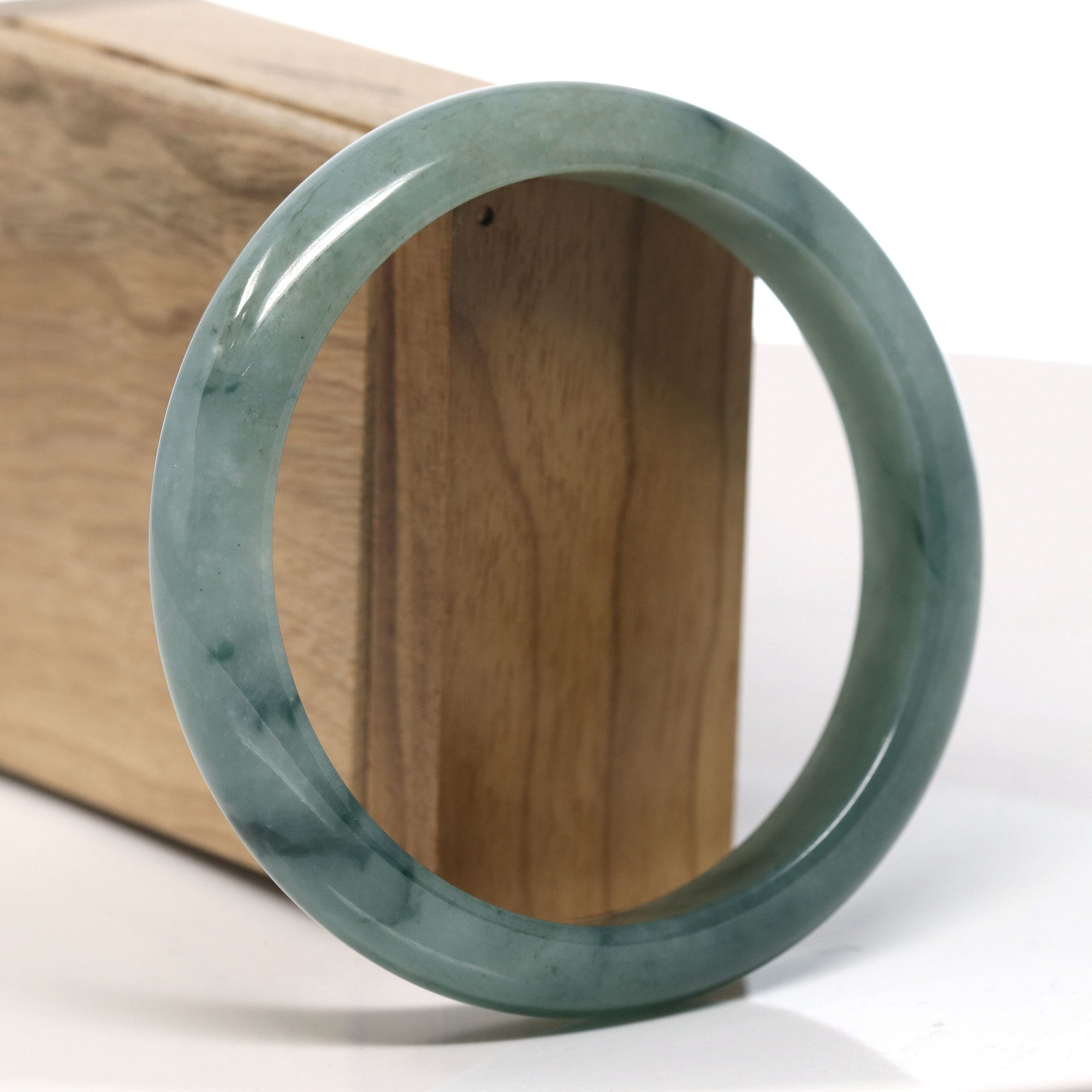 Baikalla Natural Oil-Green Jadeite Jade Bangle Bracelet (63mm) 