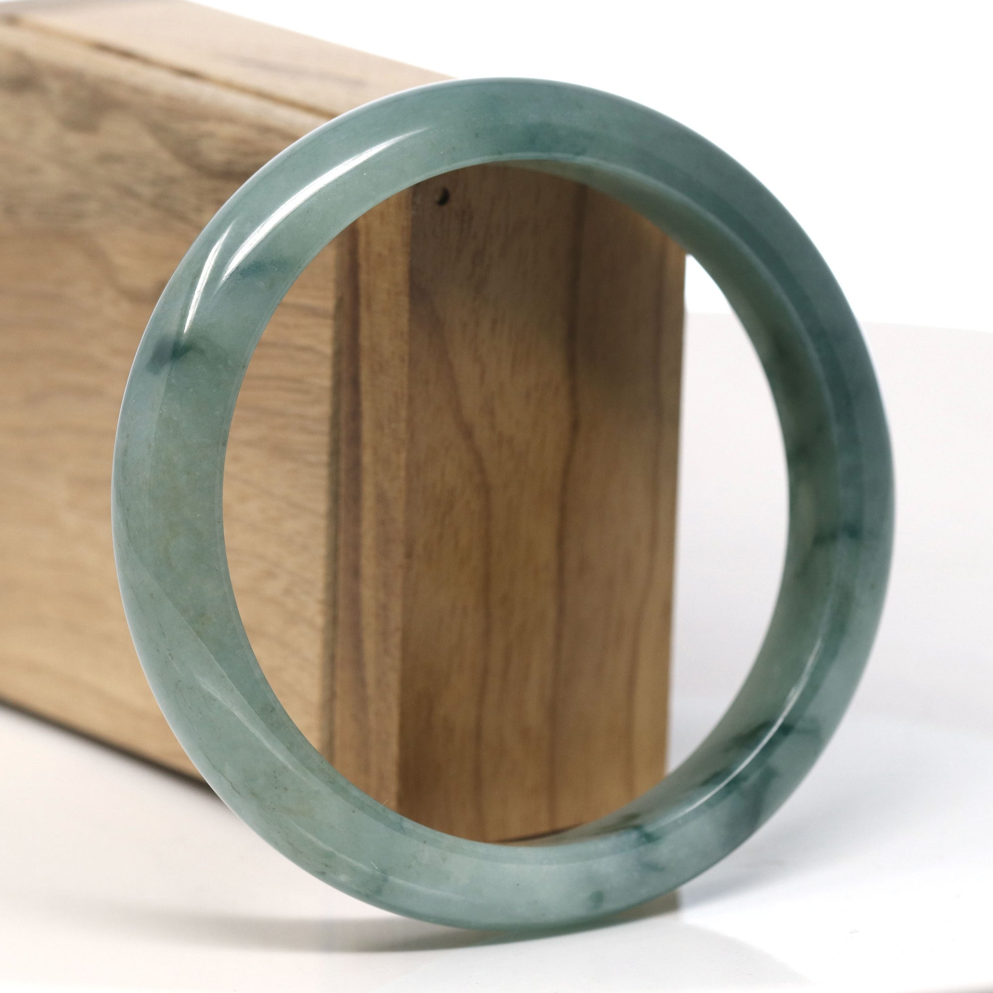 Baikalla Natural Oil-Green Jadeite Jade Bangle Bracelet (63mm) 