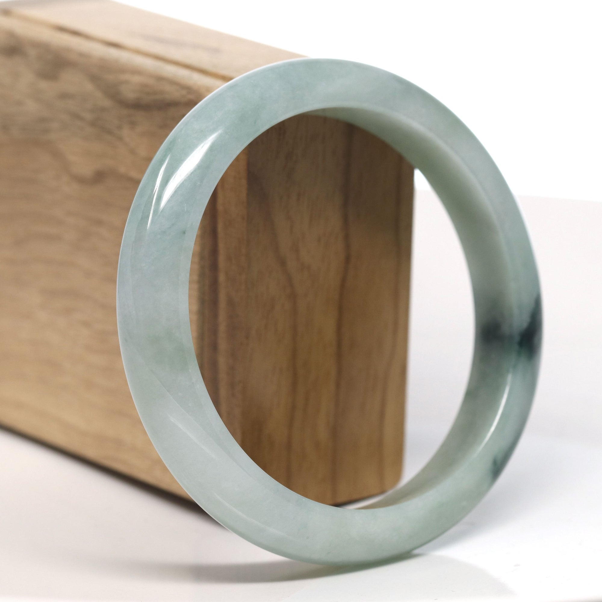 Baikalla Natural Blue-Green Jadeite Jade Bangle Bracelet (61.3mm) 