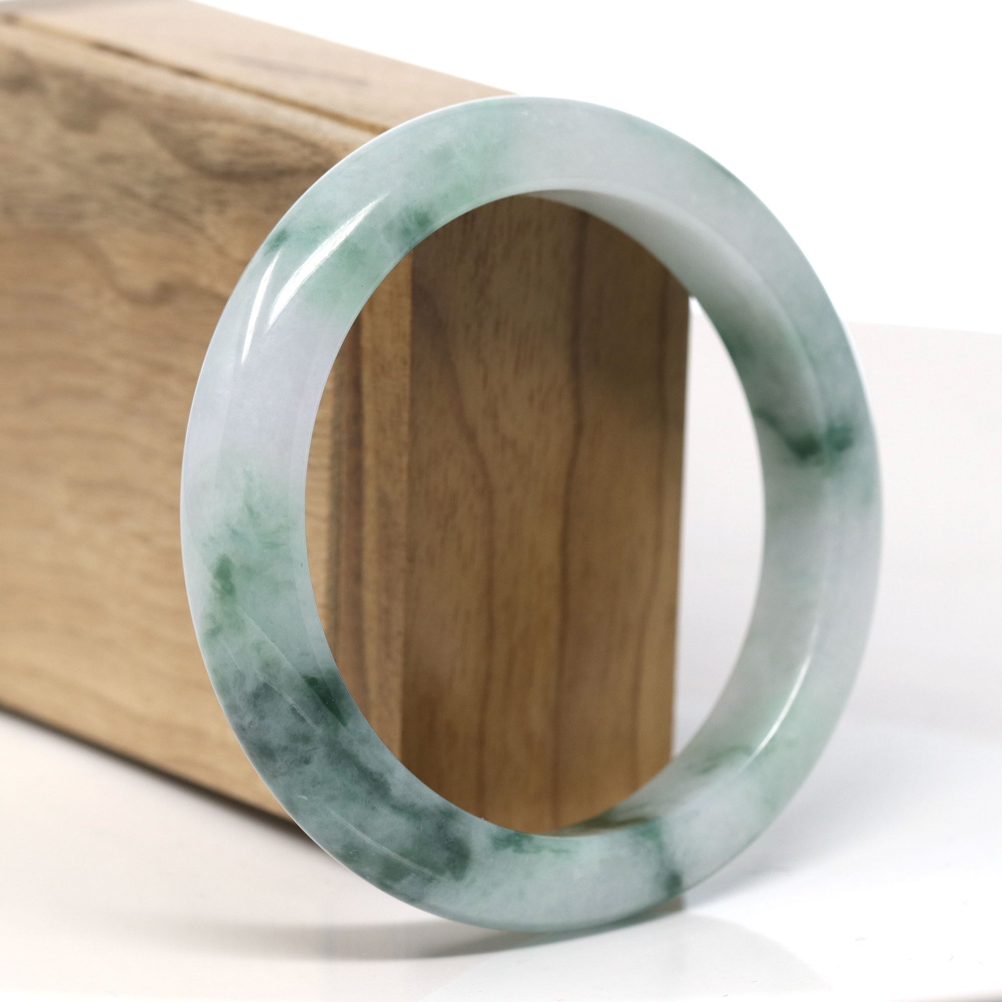 Baikalla Natural Blue-Green Jadeite Jade Bangle Bracelet (59mm) 