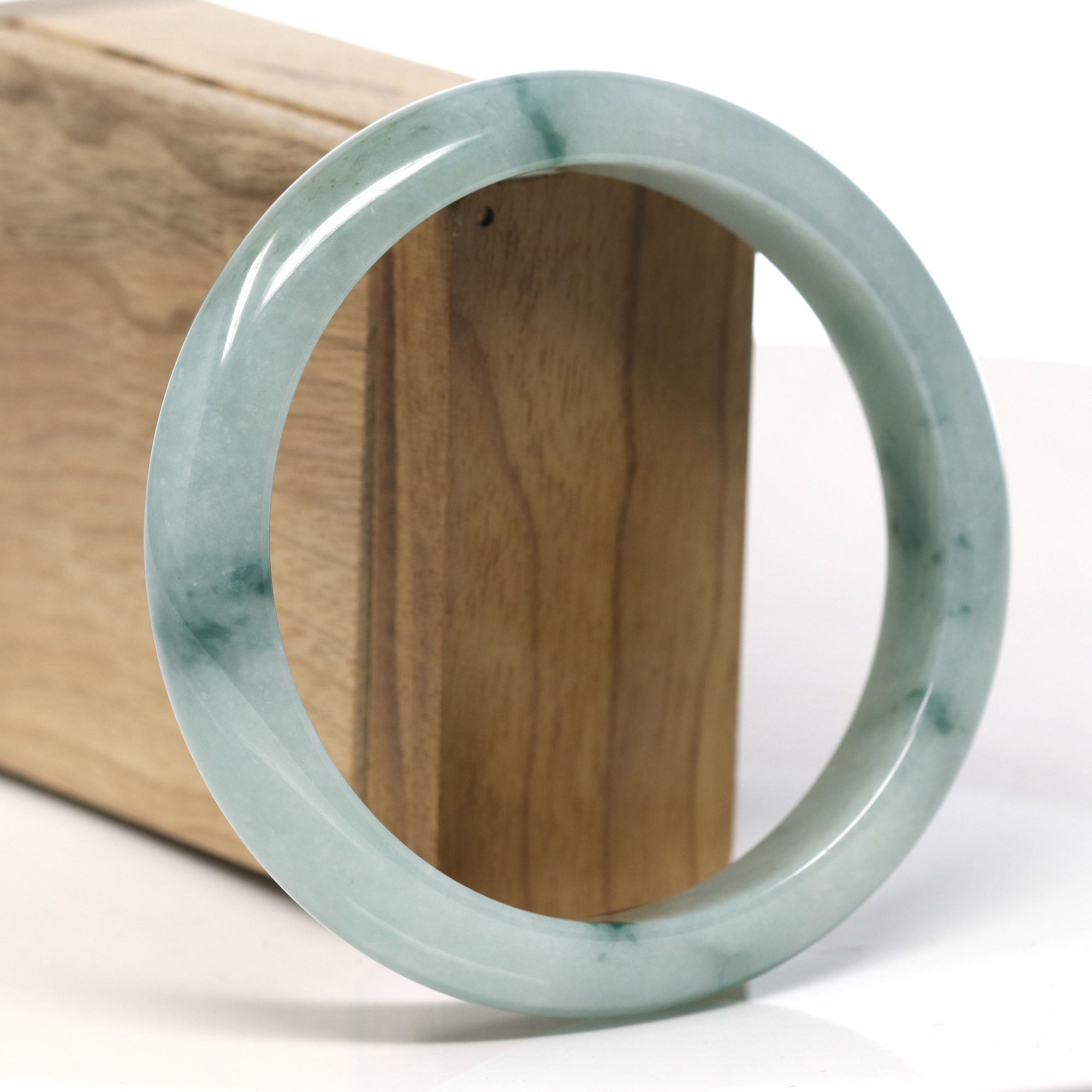 Baikalla Natural Blue-Green Jadeite Jade Bangle Bracelet (63.5mm) 