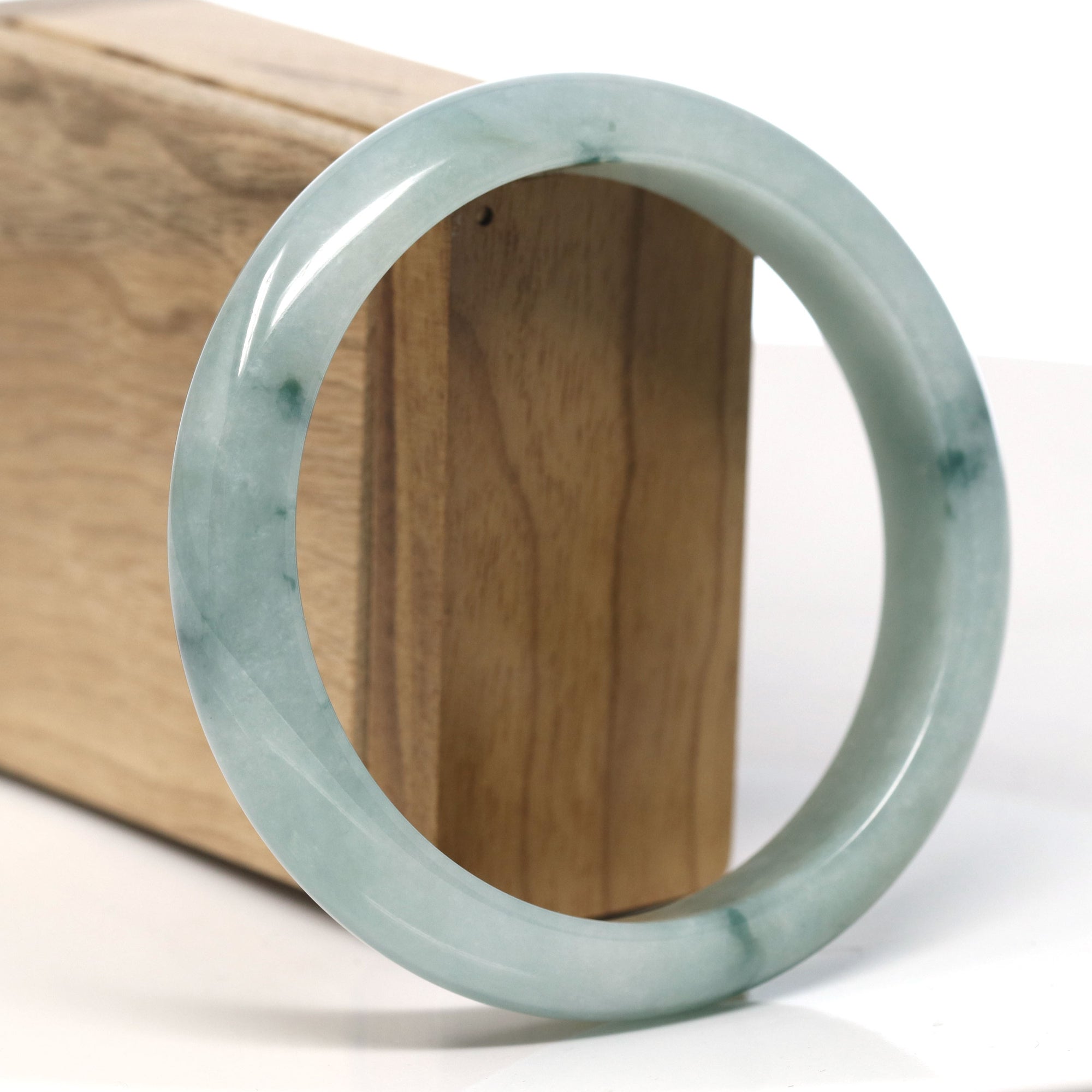 Baikalla Natural Blue-Green Jadeite Jade Bangle Bracelet (63.5mm) 