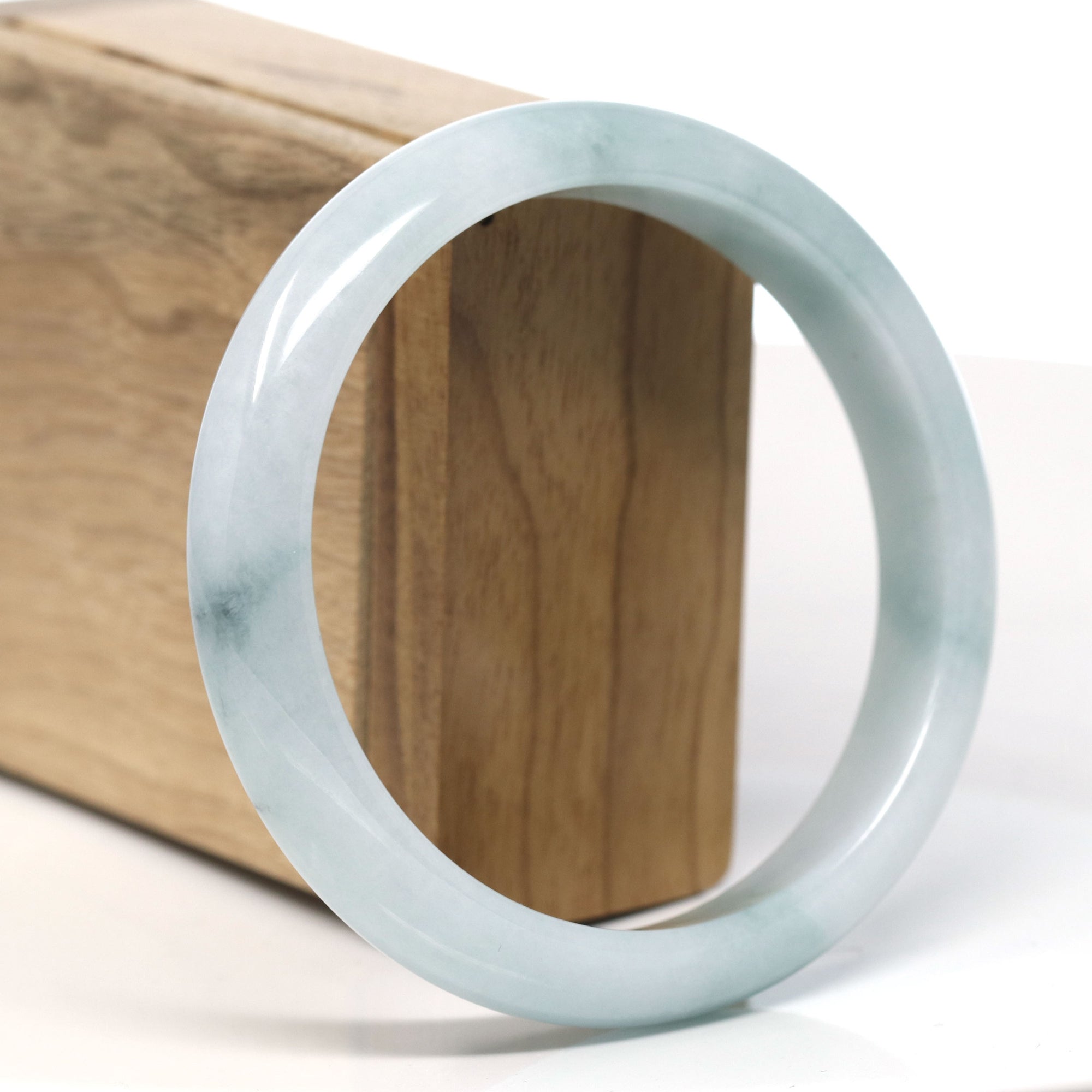 Baikalla™ &quot;Classic Bangle&quot; Genuine Jadeite Jade Lavender Green Bangle Bracelet (62.3mm)