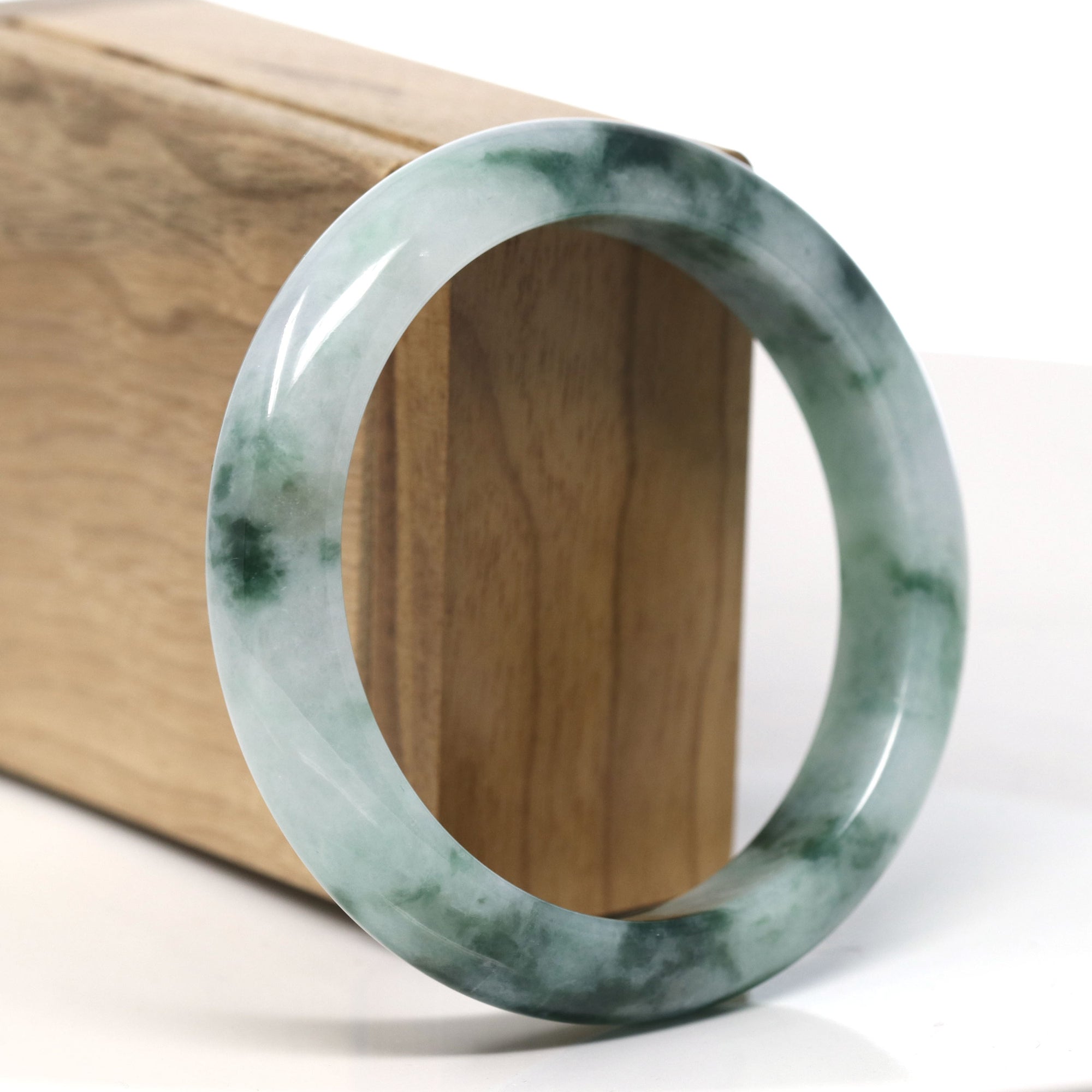 Burmese High-end Ice blue green Jadeite Jade Bangle Bracelet (59 mm) T752