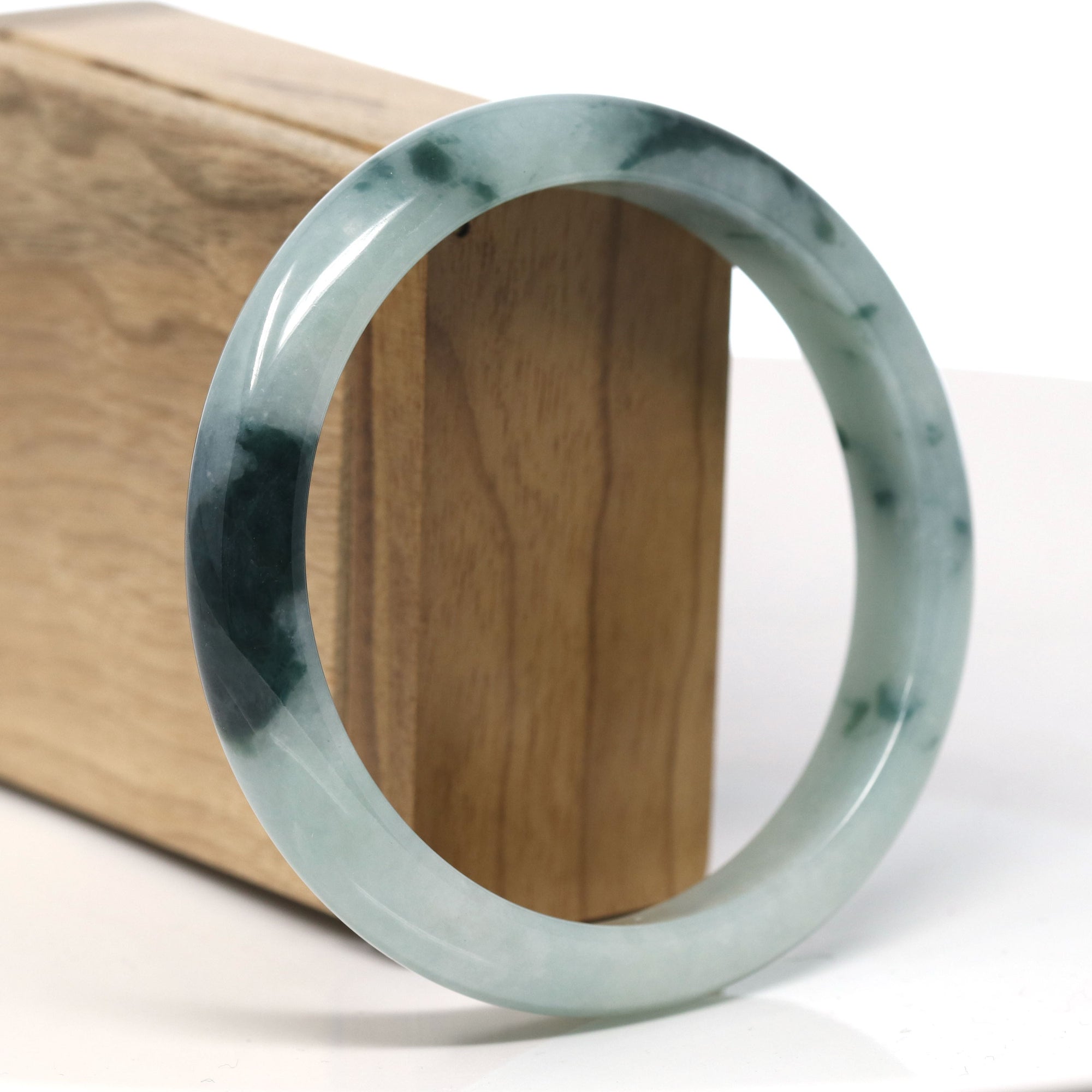Burmese Ice blue green Jadeite Jade Bangle Bracelet (63 mm) T753