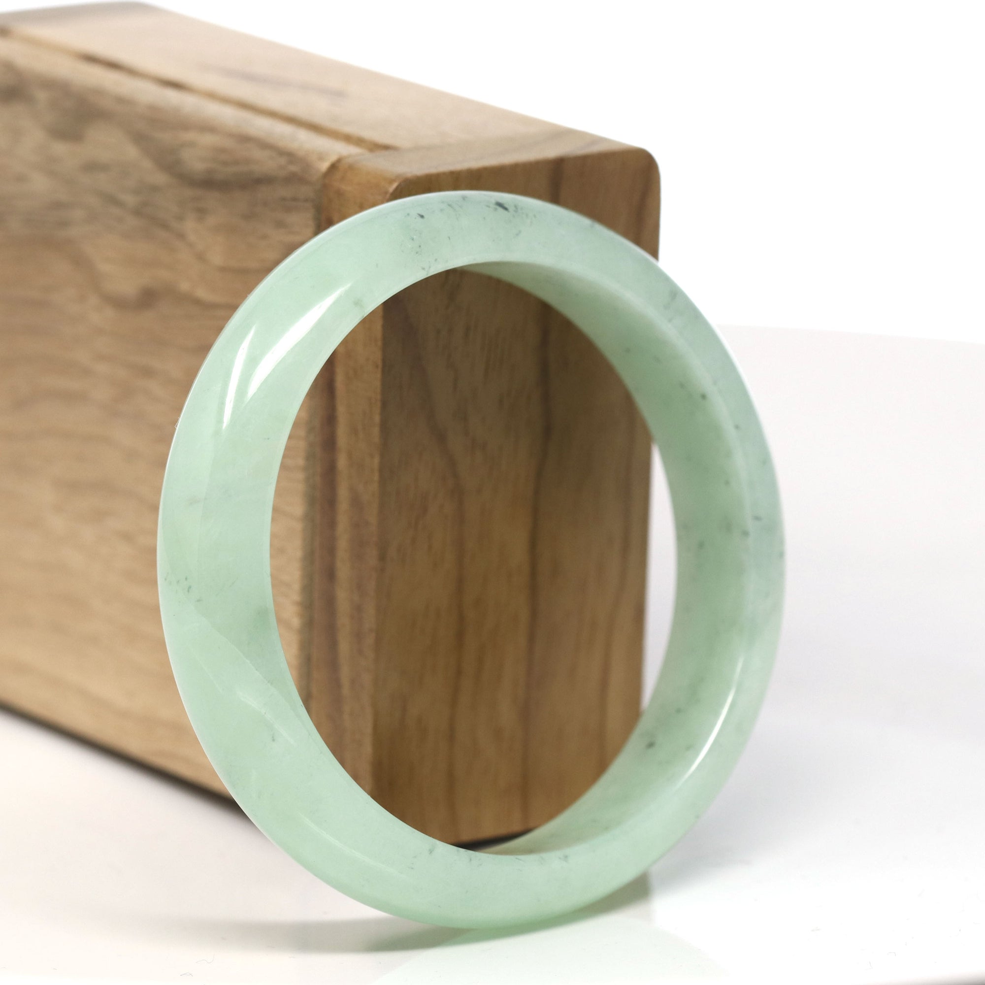 Baikalla Light Ice Green Natural Jadeite Jade Bangle (55.4 mm) 