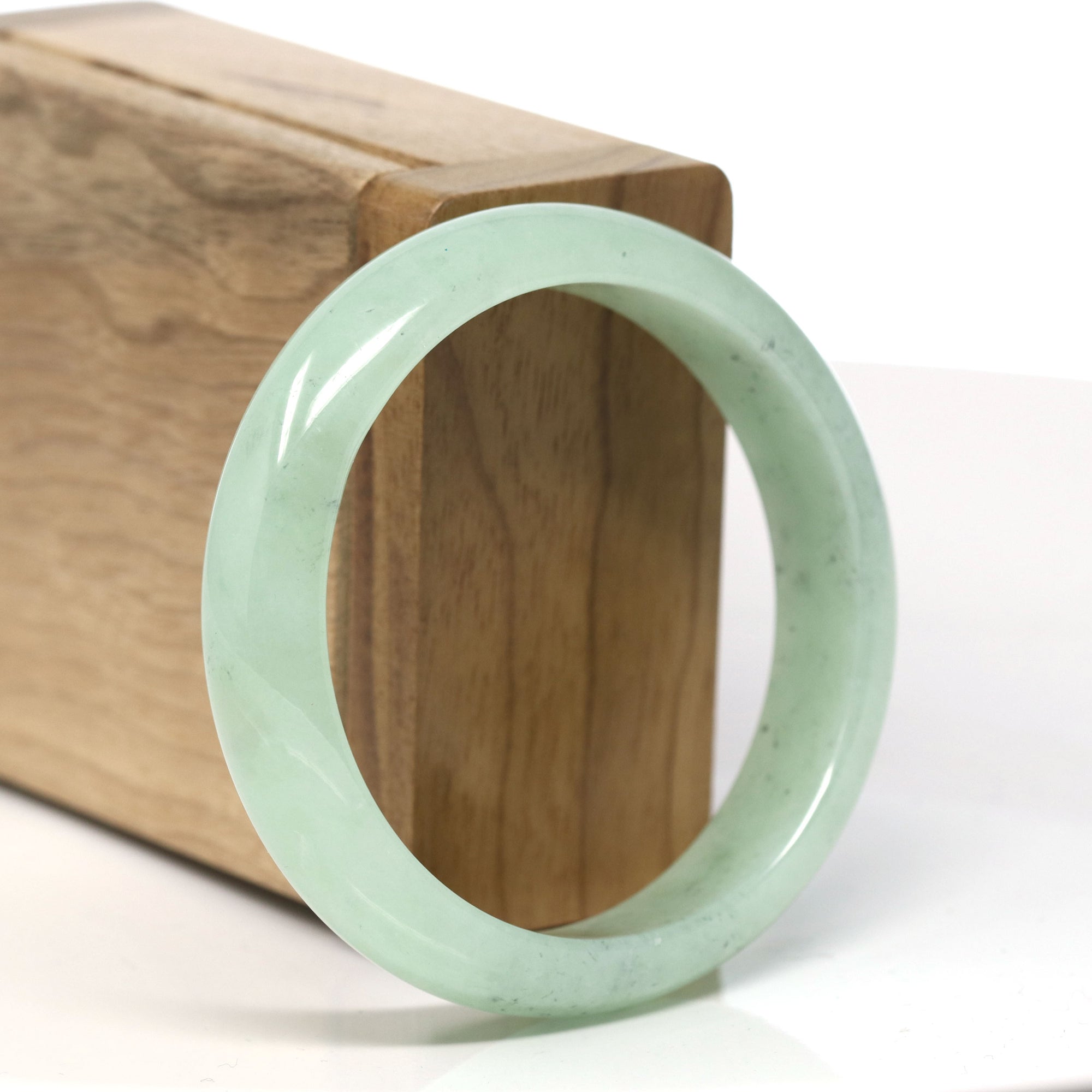 Baikalla Light Ice Green Natural Jadeite Jade Bangle (55.4 mm) 