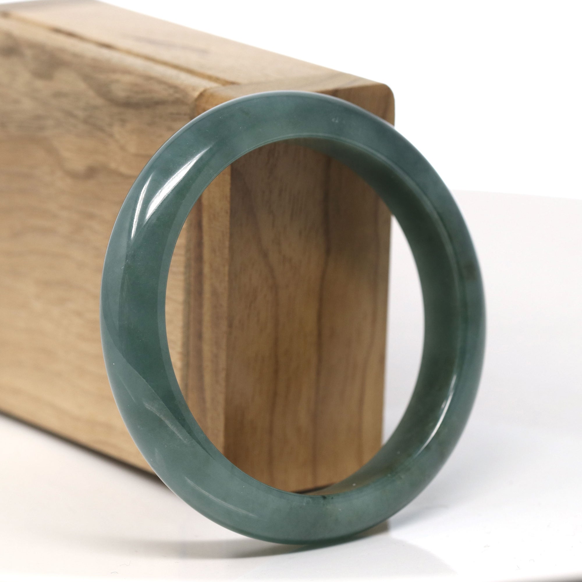 Baikalla Natural Oil-Green Jadeite Jade Bangle Bracelet (56.6mm) 