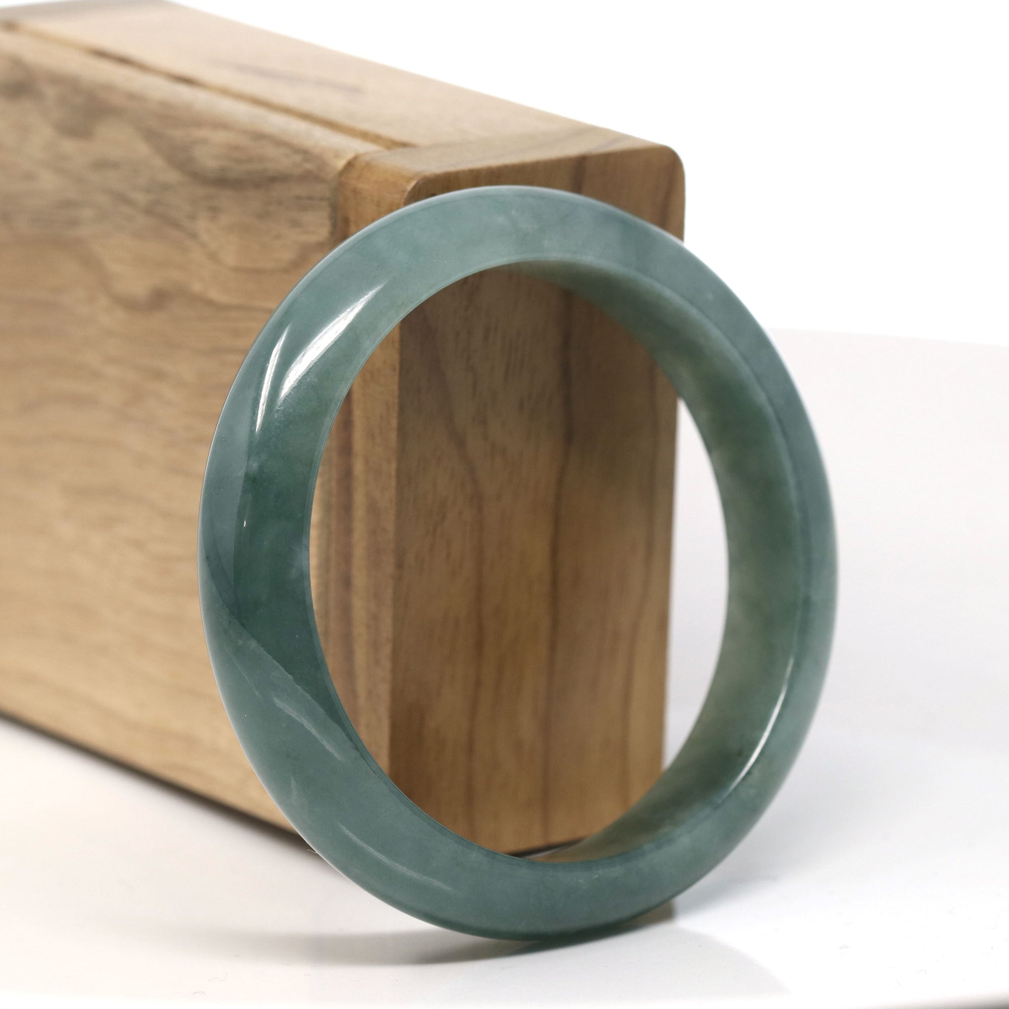 Baikalla Natural Oil-Green Jadeite Jade Bangle Bracelet (54.2mm) 