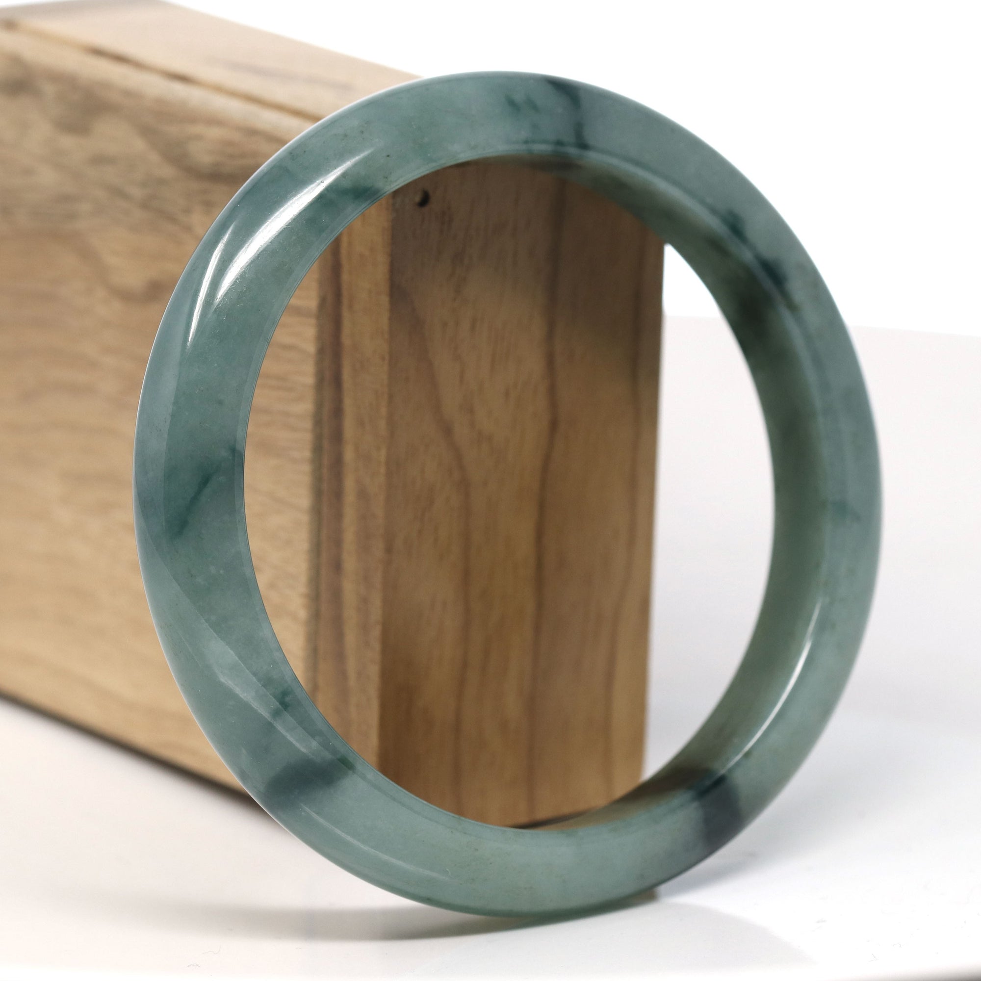 Baikalla Natural Oil-Green Jadeite Jade Bangle Bracelet (63.5mm) 