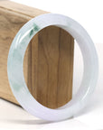 Baikalla™ "Classic Bangle" Natural Jadeite Jade Lavender Blue Green Flower Bangle Bracelet (60.1mm)