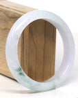Baikalla™ "Classic Bangle" Natural Jadeite Jade Lavender Blue Green Flower Bangle Bracelet (60.1mm)