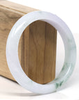 Baikalla™ "Classic Bangle" Natural Jadeite Jade Lavender Blue Green Flower Bangle Bracelet (60.1mm)