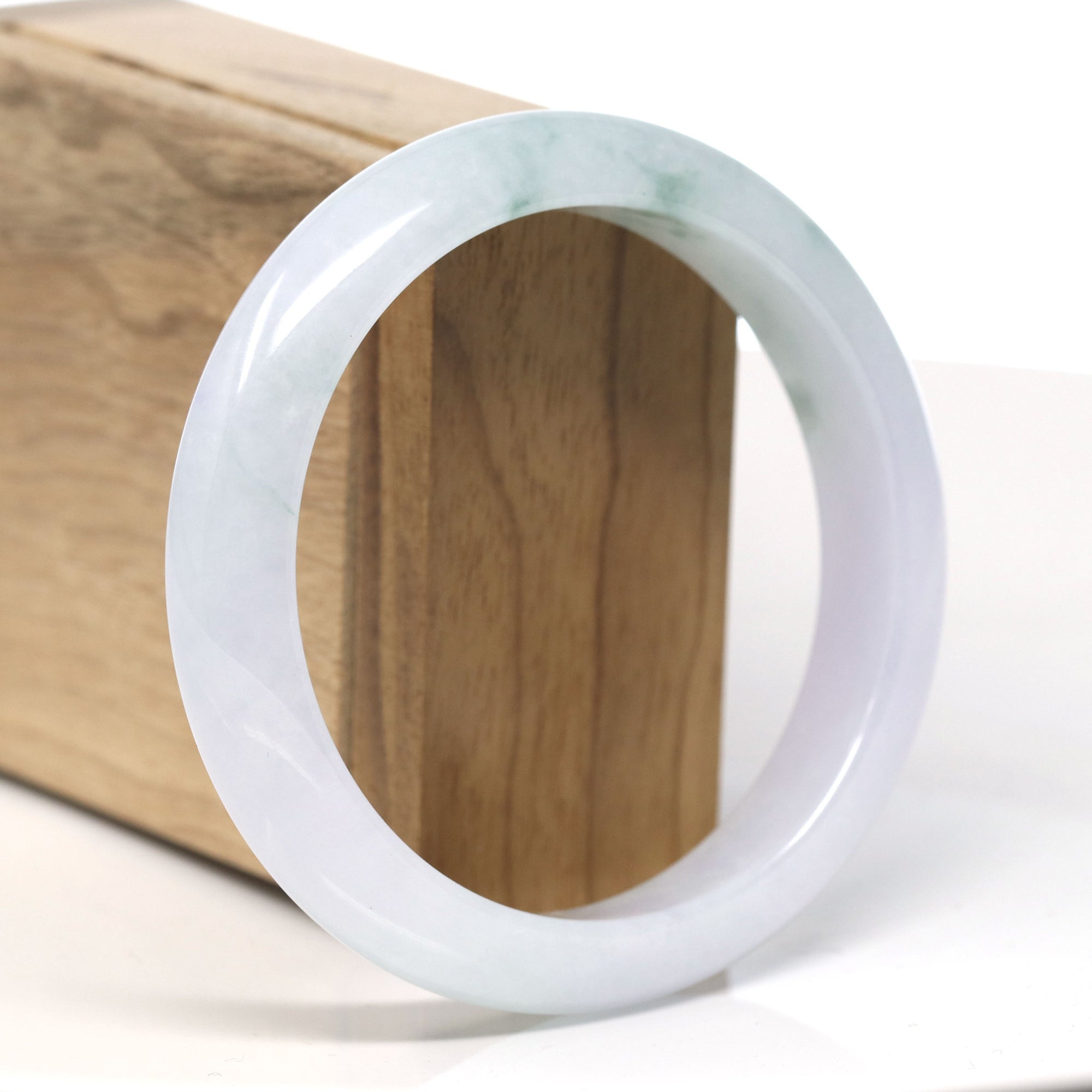 Baikalla™ &quot;Classic Bangle&quot; Natural Jadeite Jade Lavender Blue Green Flower Bangle Bracelet (60.1mm)