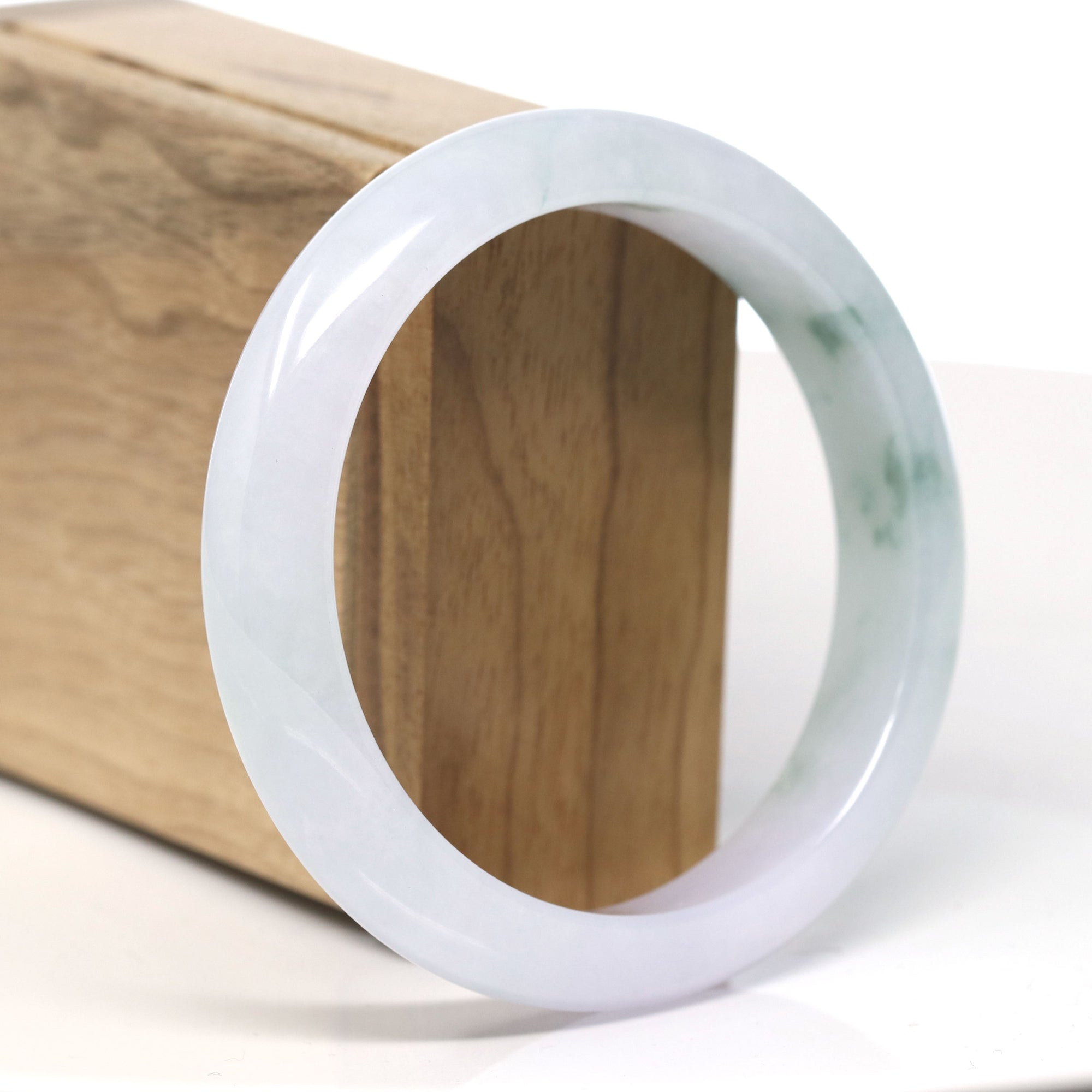 Baikalla™ &quot;Classic Bangle&quot; Natural Jadeite Jade Lavender Blue Green Flower Bangle Bracelet (60.1mm)