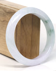 Baikalla™ "Classic Bangle" Natural Jadeite Jade Lavender Blue Green Flower Bangle Bracelet (60.1mm)