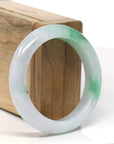 Baikalla™ "Classic Bangle" Natural Jadeite Jade Intense Green Flower Bangle Bracelet (53.3mm)