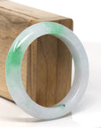 Baikalla™ "Classic Bangle" Natural Jadeite Jade Intense Green Flower Bangle Bracelet (53.3mm)