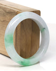 Baikalla™ "Classic Bangle" Natural Jadeite Jade Intense Green Flower Bangle Bracelet (53.3mm)