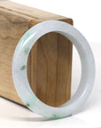 Baikalla™ "Classic Bangle" Genuine Jadeite Jade Green Flower Bangle Bracelet (55.3mm)