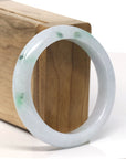 Baikalla™ "Classic Bangle" Genuine Jadeite Jade Green Flower Bangle Bracelet (55.3mm)