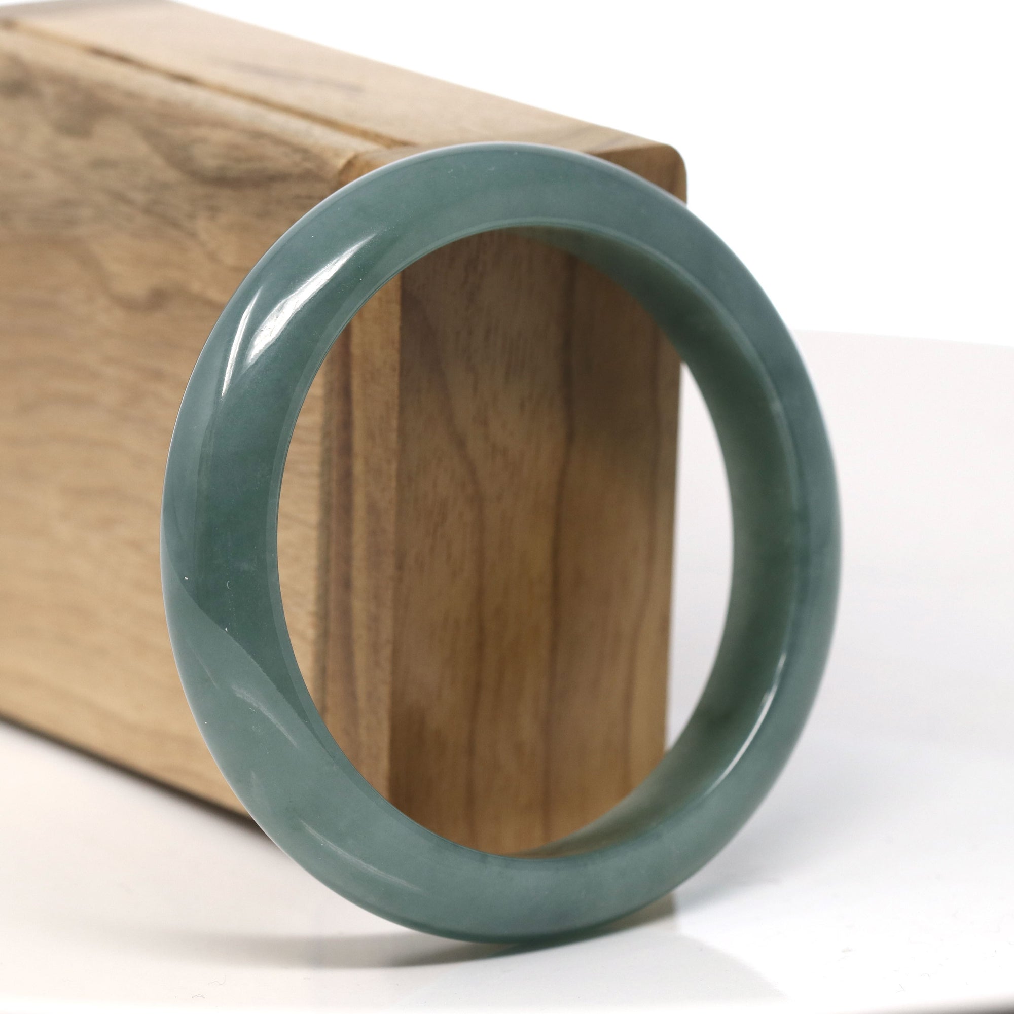 Baikalla Natural Oil-Green Jadeite Jade Bangle Bracelet (57.4mm) 