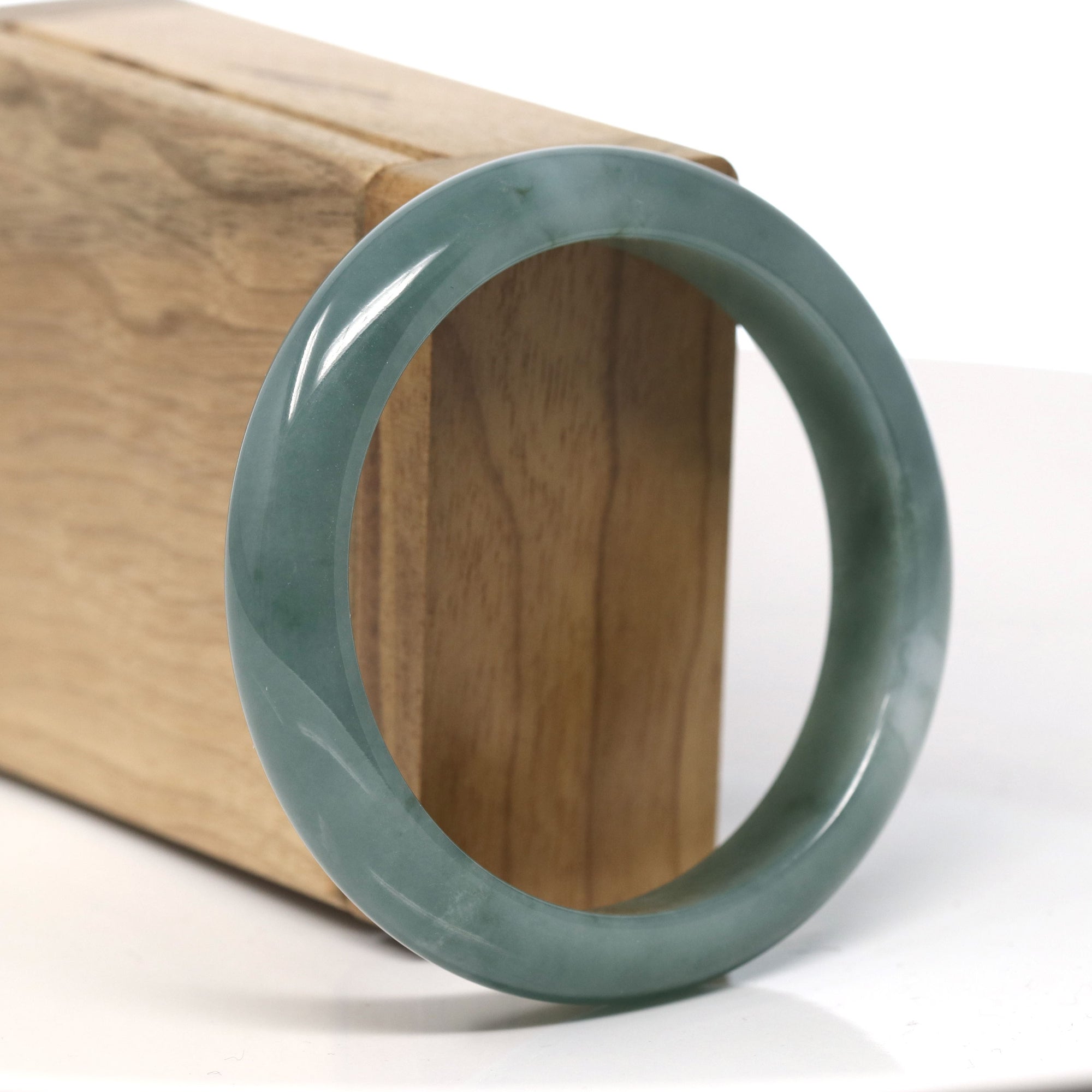 Baikalla Natural Oil-Green Jadeite Jade Bangle Bracelet (57.4mm) 