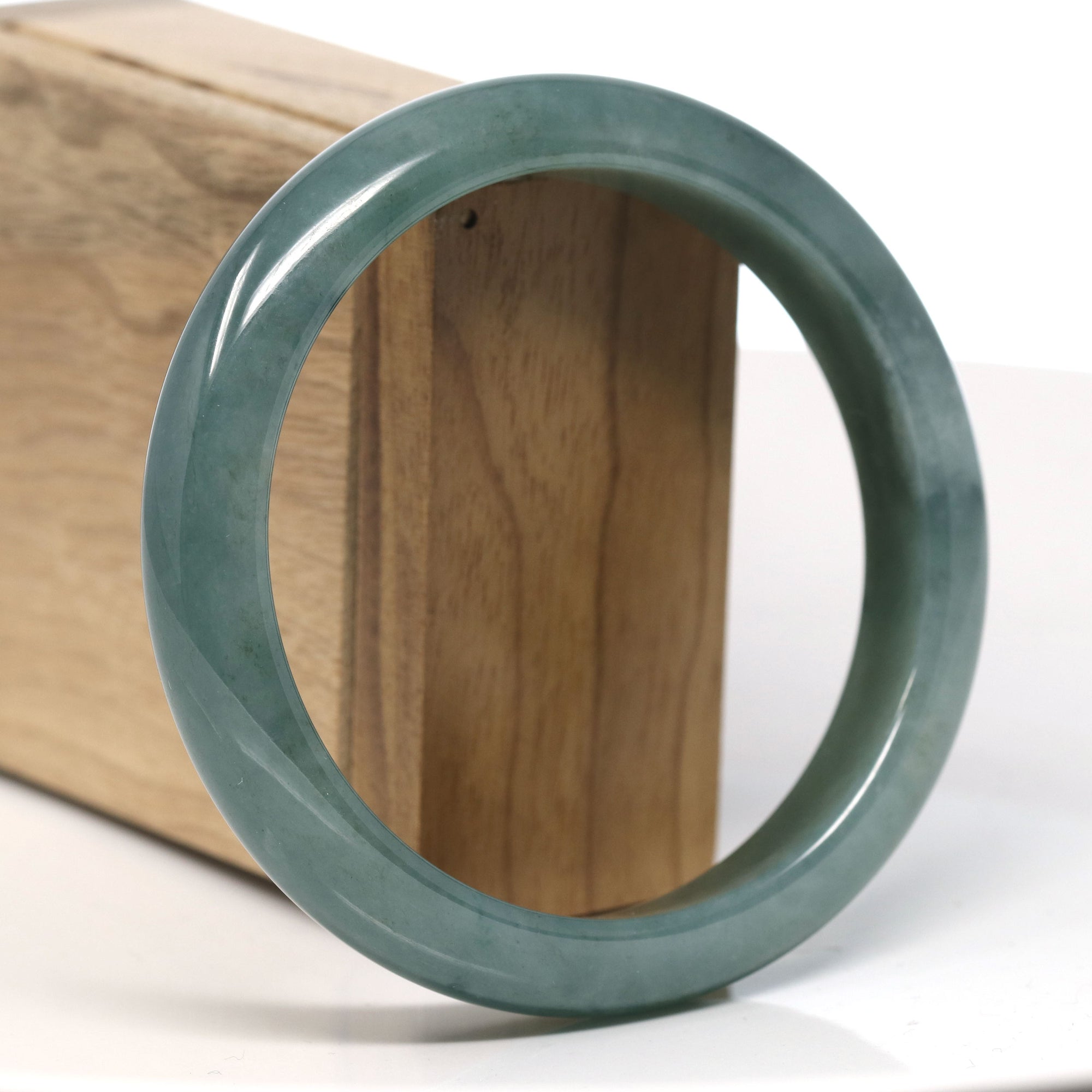 Baikalla Natural Oil-Green Jadeite Jade Bangle Bracelet (63.3mm) 