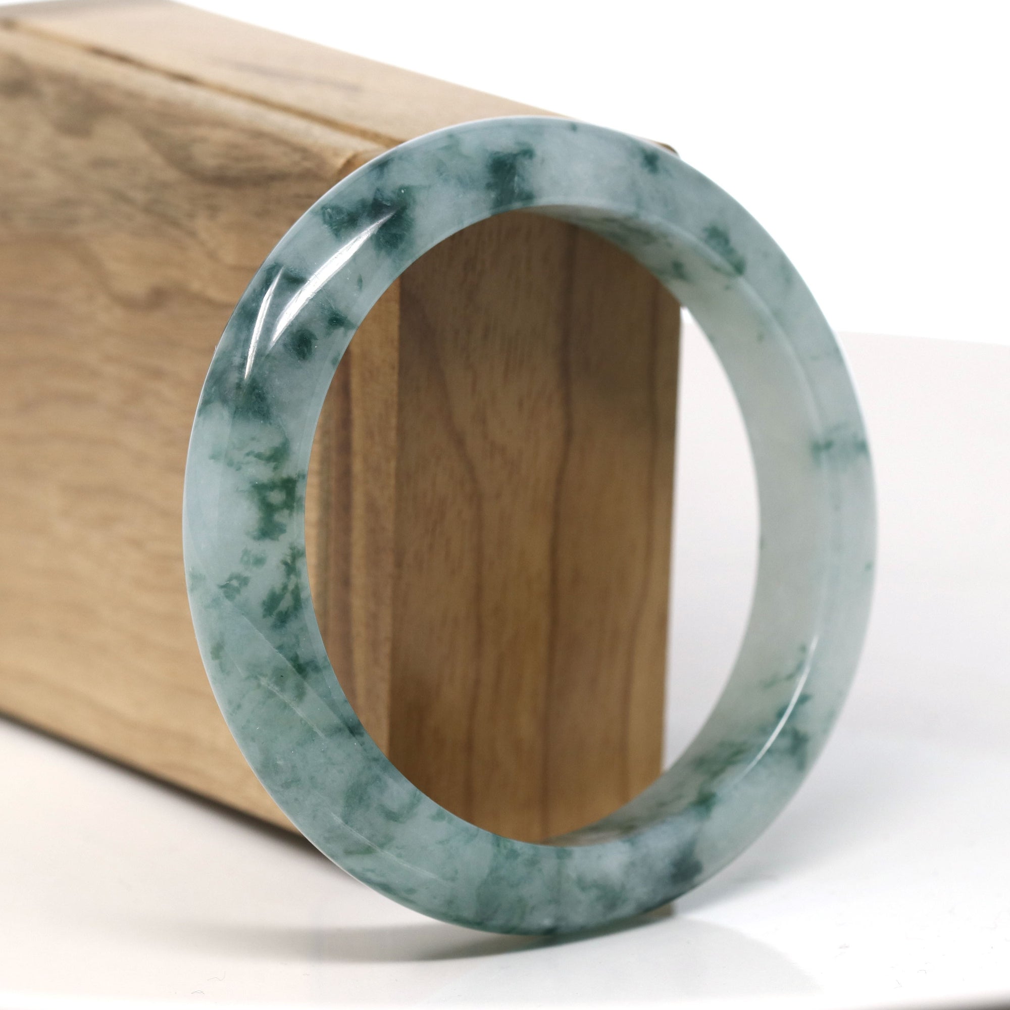 Baikalla High End Icy Natural Blue-Green Jadeite Jade Bangle Bracelet (58.3mm) 