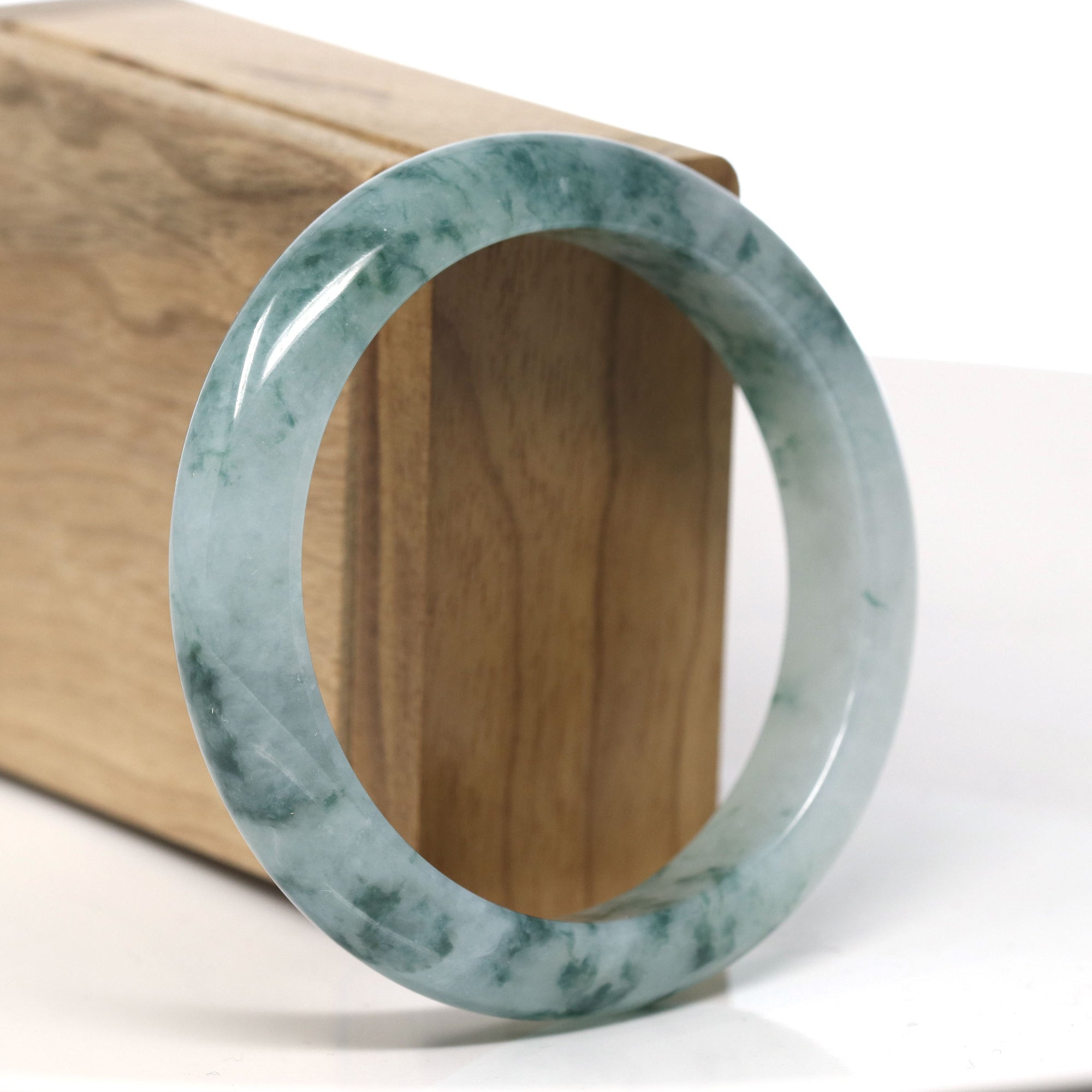 Baikalla High End Icy Natural Blue-Green Jadeite Jade Bangle Bracelet (58.3mm) 