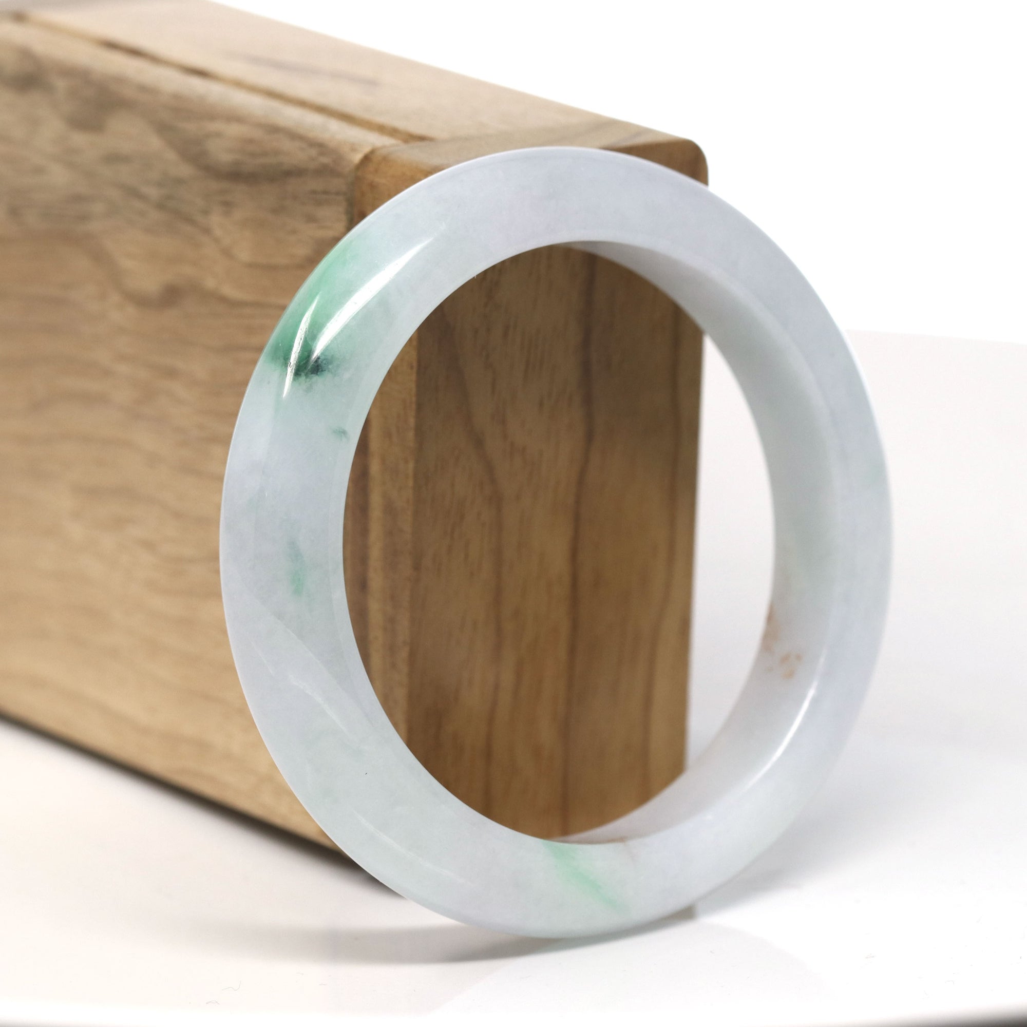 Baikalla Natural Jadeite Jade Intense Green Flower Bangle Bracelet (54.3mm)