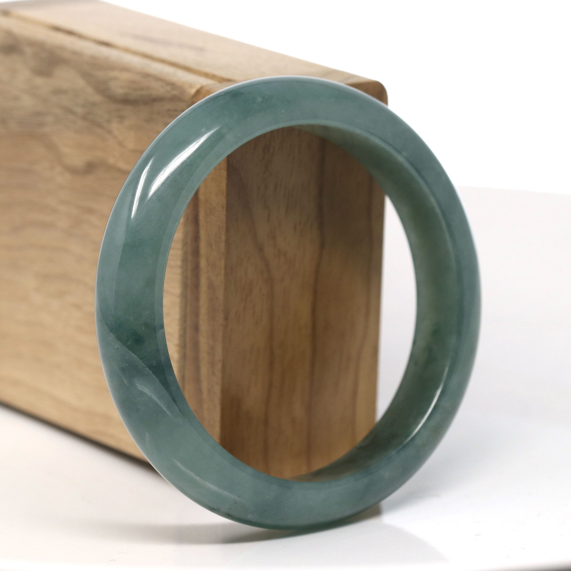 Baikalla Natural Oil-Green Jadeite Jade Bangle Bracelet (57.5mm) 