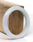 Baikalla™ "Classic Bangle" Genuine Jadeite Jade Apple Green Flower Bangle Bracelet (55.8mm)
