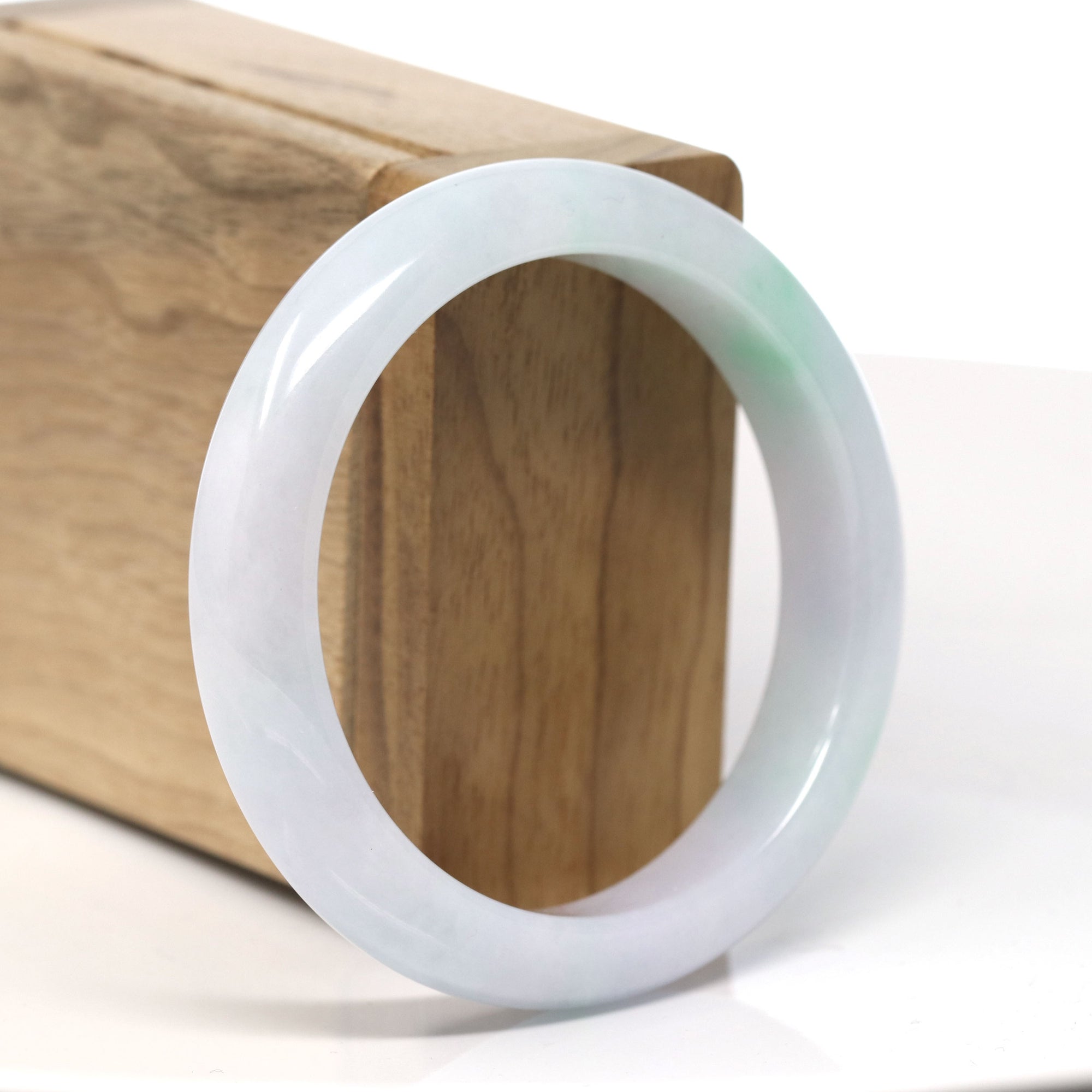 Baikalla™ &quot;Classic Bangle&quot; Genuine Jadeite Jade Apple Green Flower Bangle Bracelet (55.8mm)