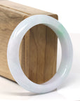 Baikalla™ "Classic Bangle" Genuine Jadeite Jade Apple Green Flower Bangle Bracelet (55.8mm)