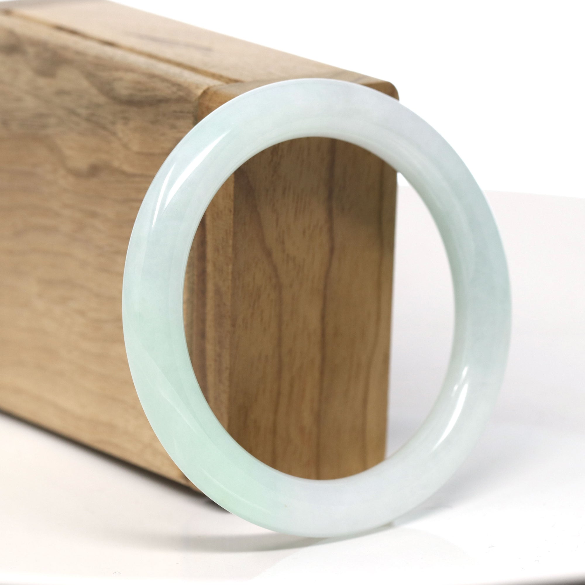 Natural Burmese Apple Green Jadeite Jade Traditional Full Round Bangle Bracelet (54.5 mm) 