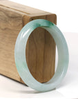 Baikalla Natural Icy Green Jadeite Jade Oval Bangle Bracelet (54.3 mm) 