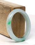 Baikalla Natural Icy Green Jadeite Jade Oval Bangle Bracelet (54.3 mm) 