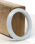 Baikalla Natural Smooth White Jadeite Jade Oval Bangle Bracelet (53.3 mm) 