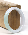 Baikalla Natural White & Green Jadeite Jade Oval Bangle Bracelet (54.2 mm) 
