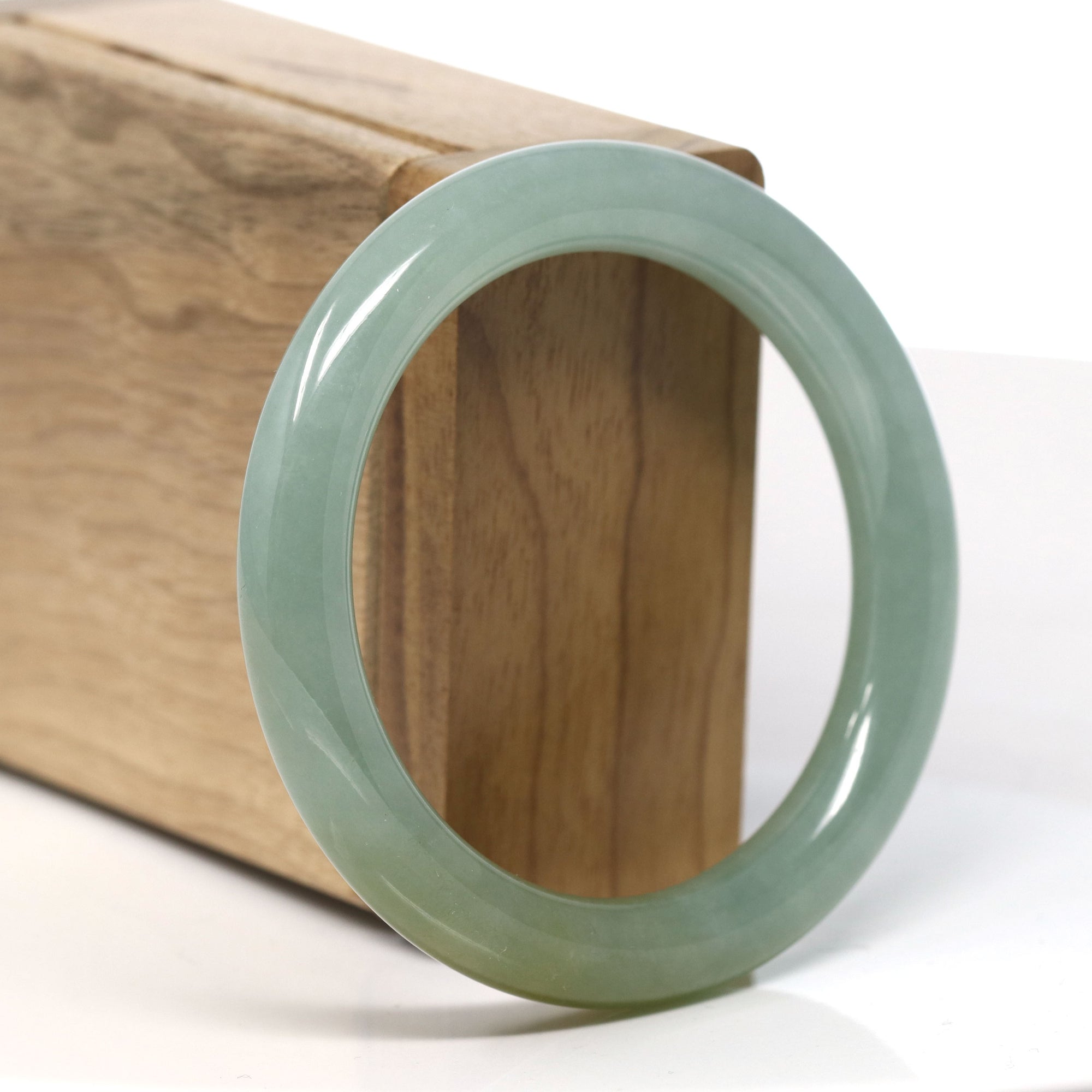 Natural Burmese Oil Green &amp; Yellow Jadeite Jade Bangle Bracelet (54.6 mm) 